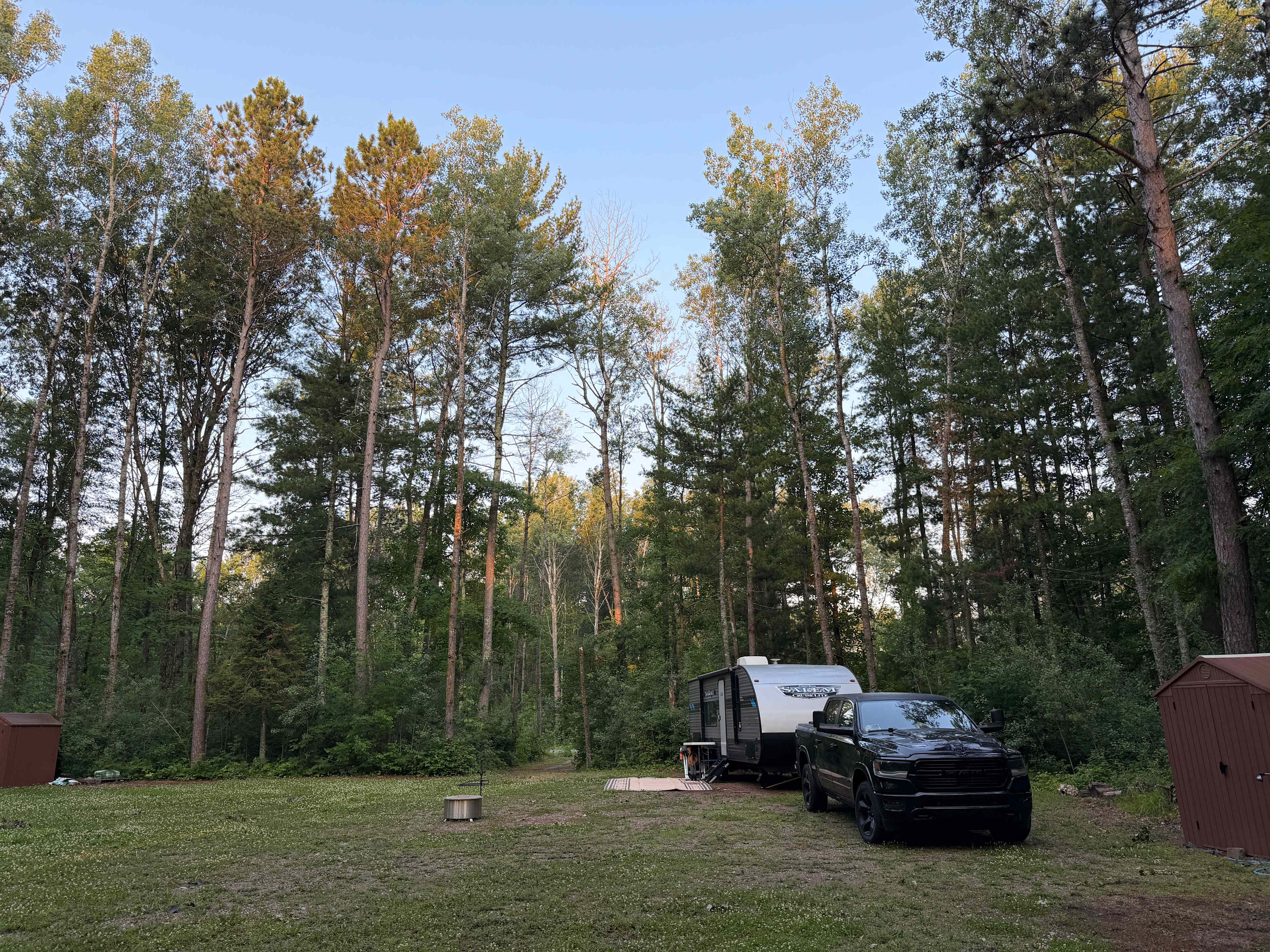 Always an easy setup in a spot big enough to turn a 28’ camper around in.