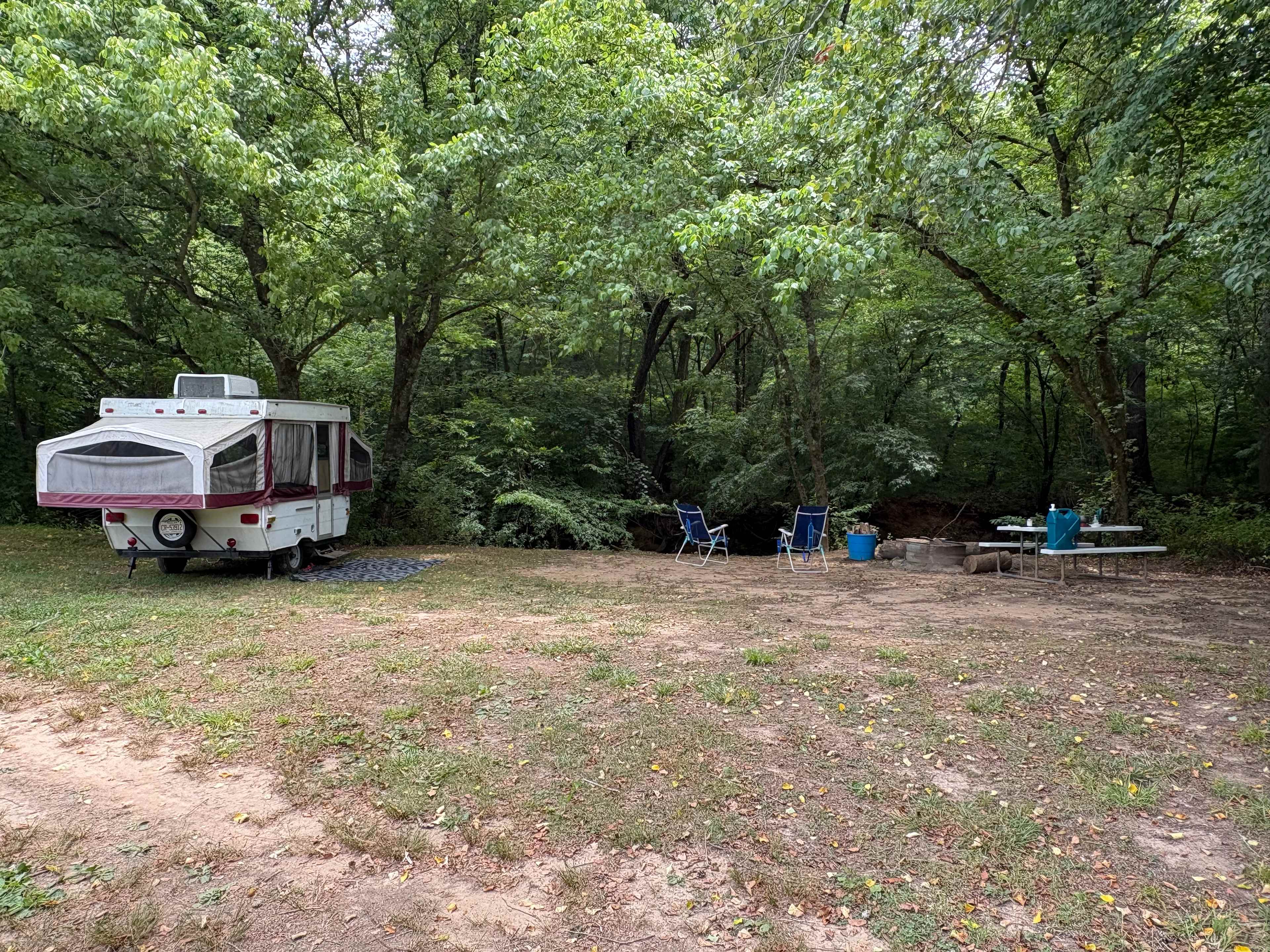 Site 5 with pop up camper (roughly 15ft long open)
