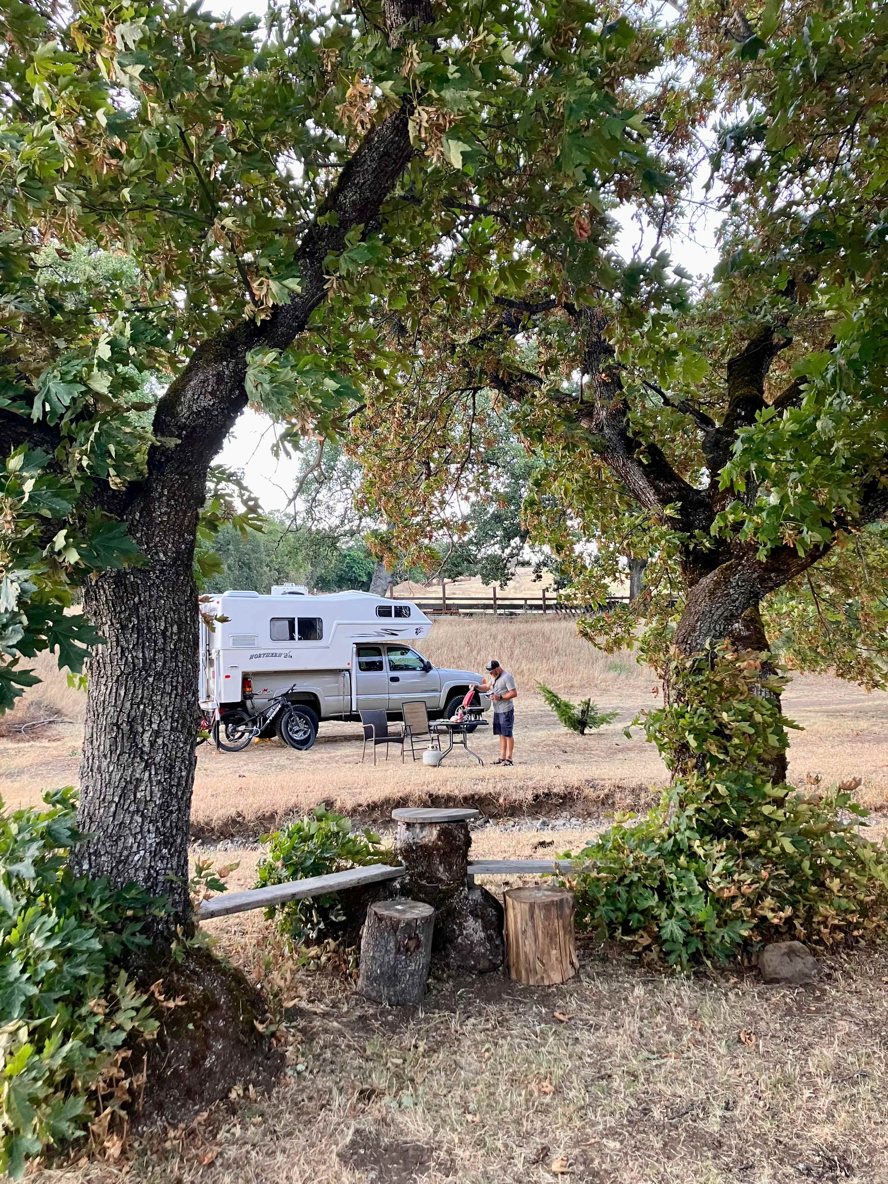 Our camp spot right next to the dry creek bed