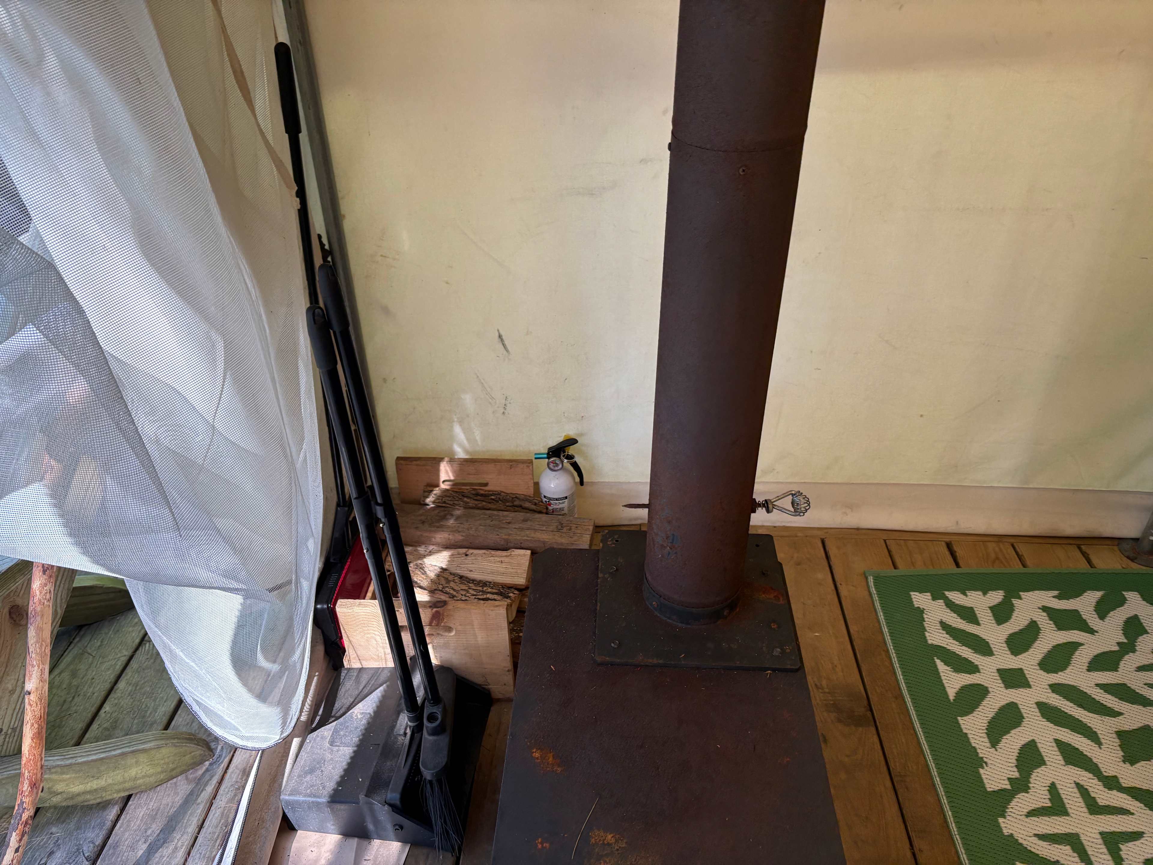 Wood stove in the tent