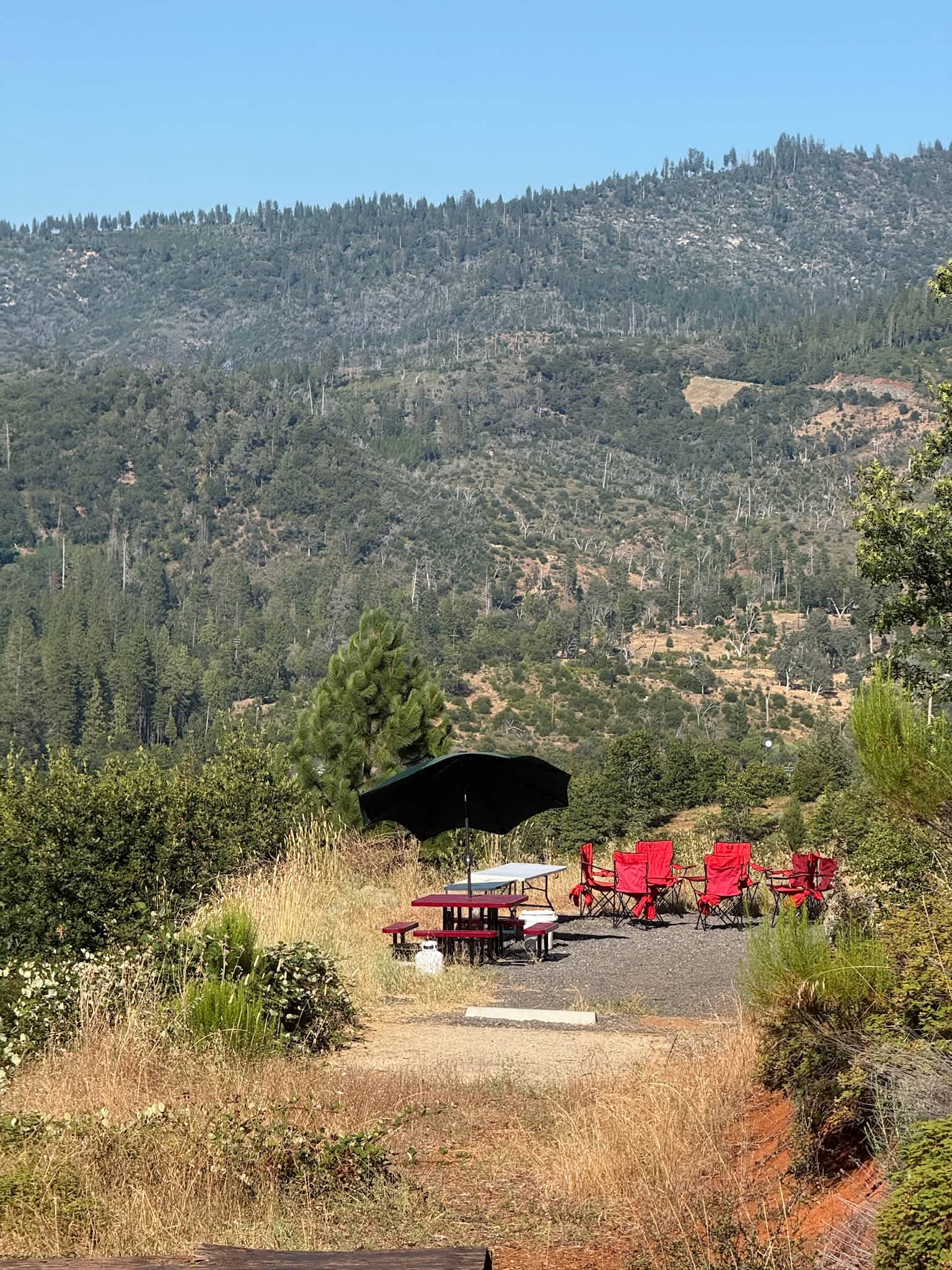 Site 8 from afar, sand box for tent and open space for parking 2 cars. good for groups