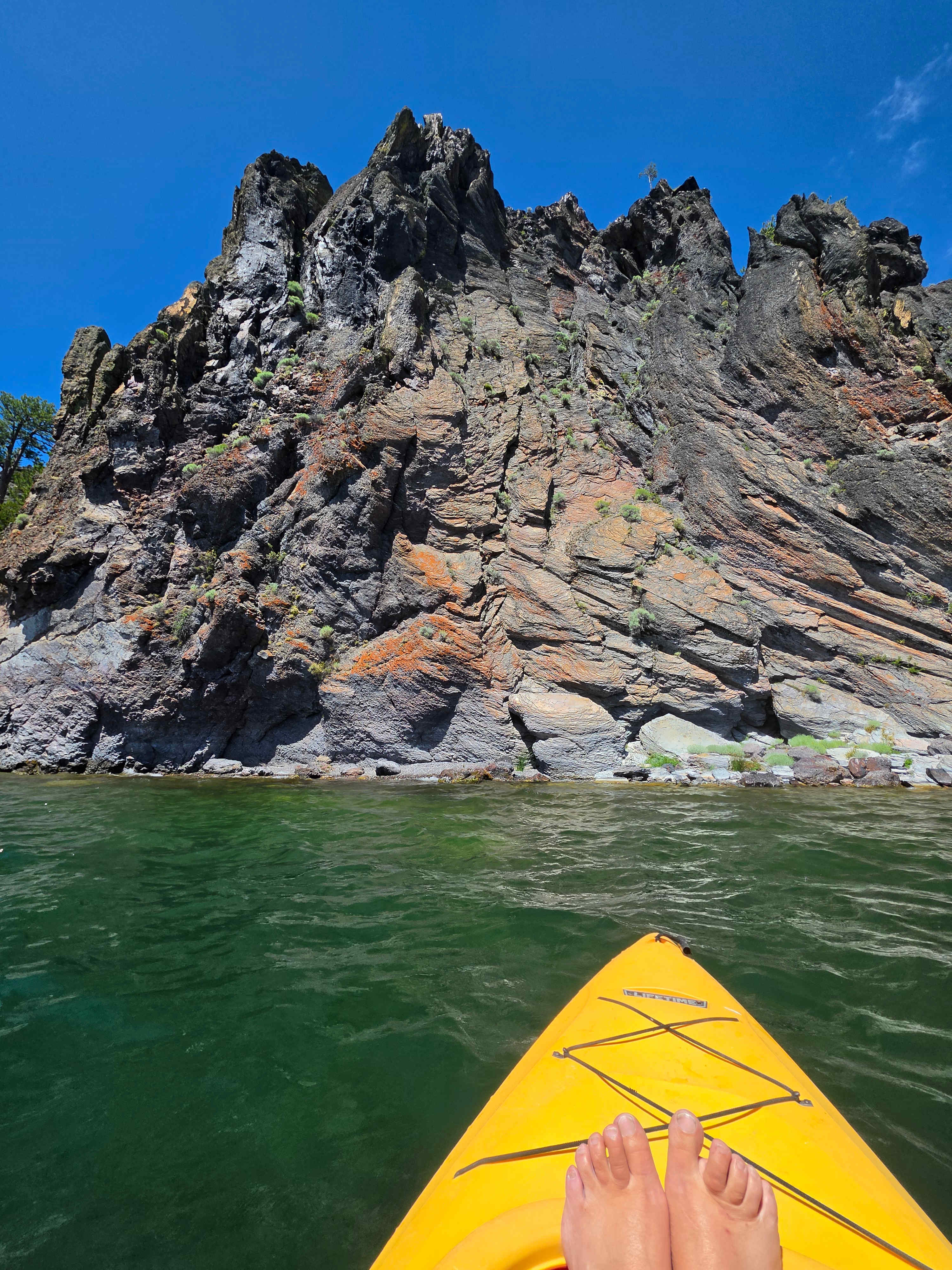 Kayaking around and exploring the lake from camp