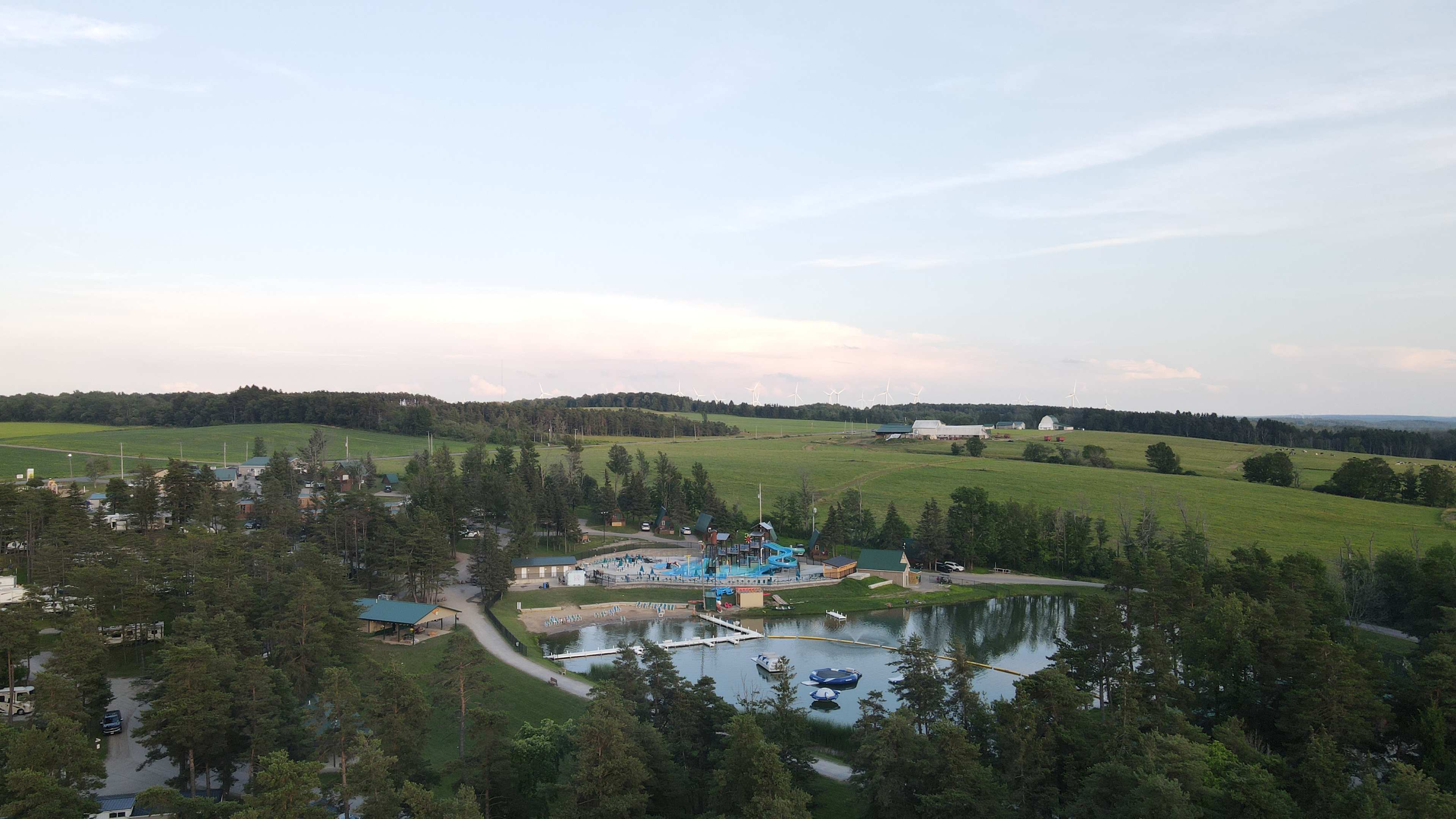 Water park view from drone 