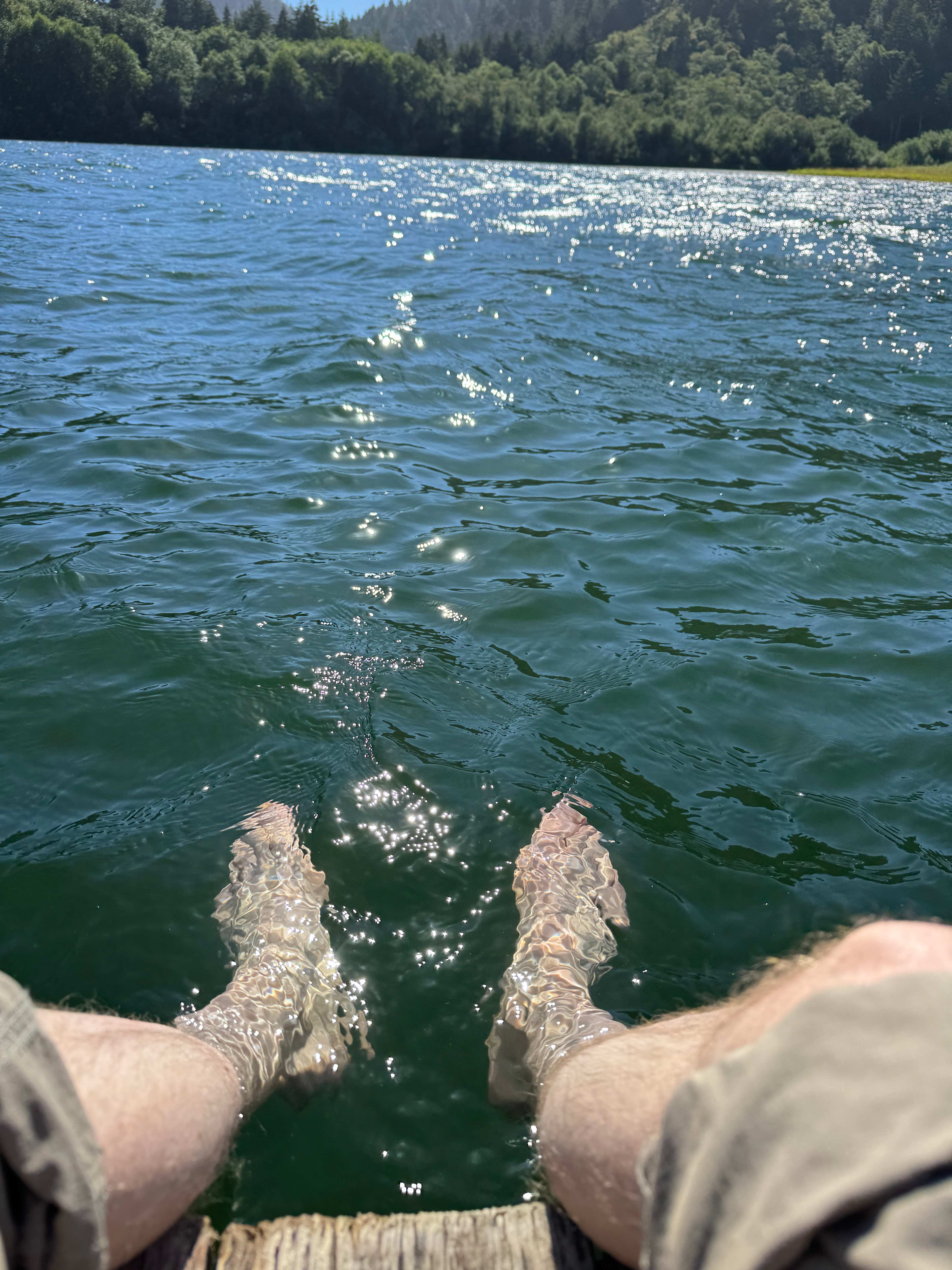 Foot soak in the river after a long hike.  