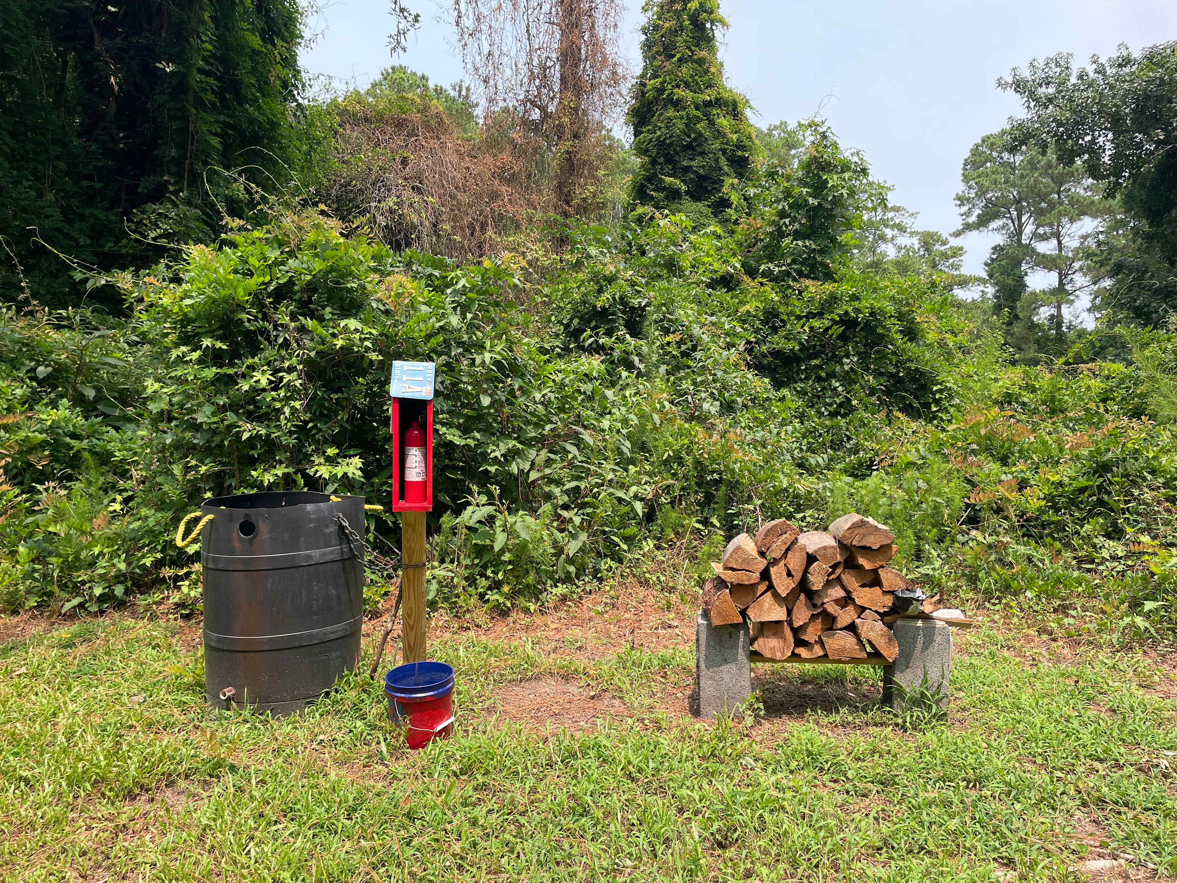 Fire extinguisher & free wood! Not pictured is free electric & water hookup as well