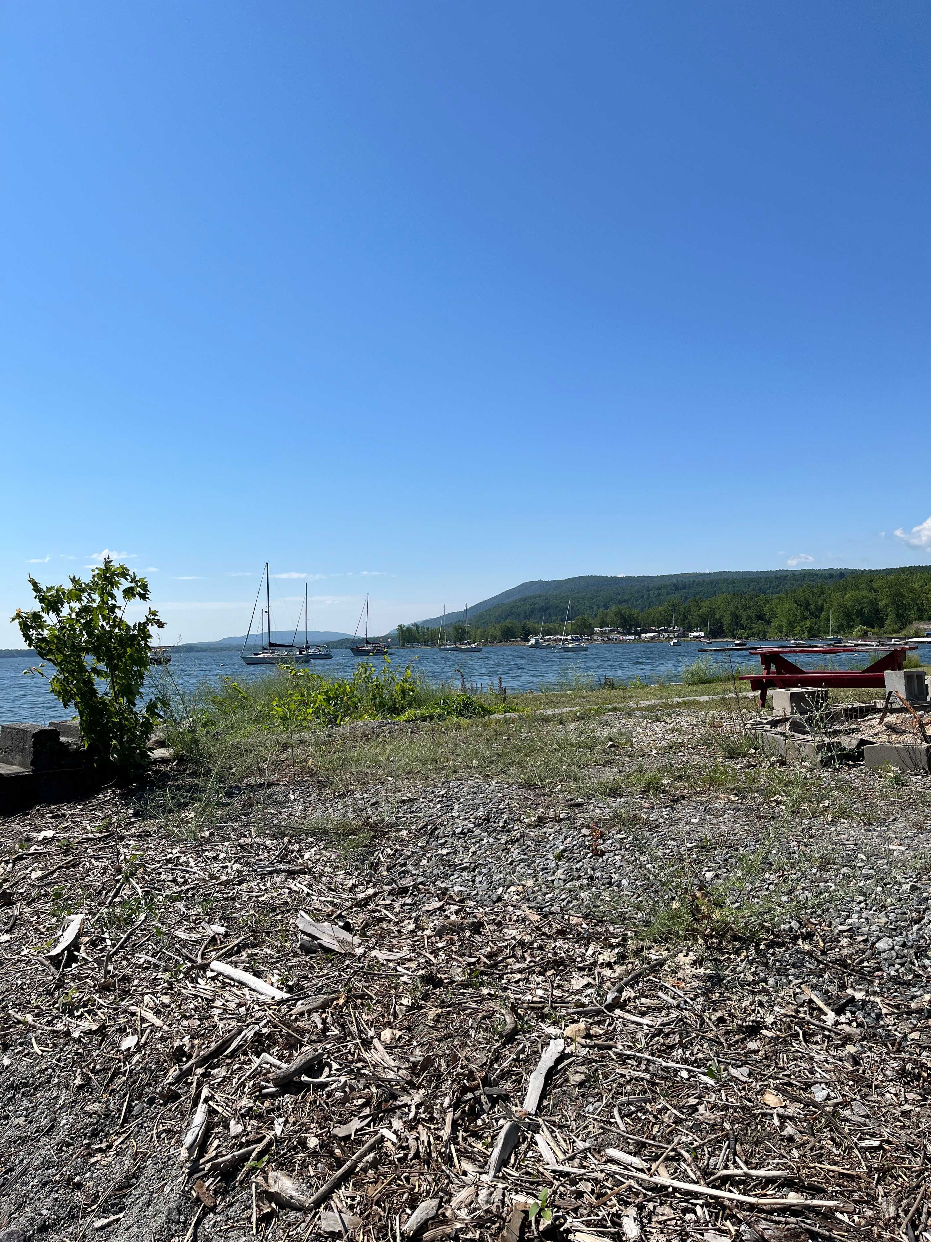 Picnic table near the little beach