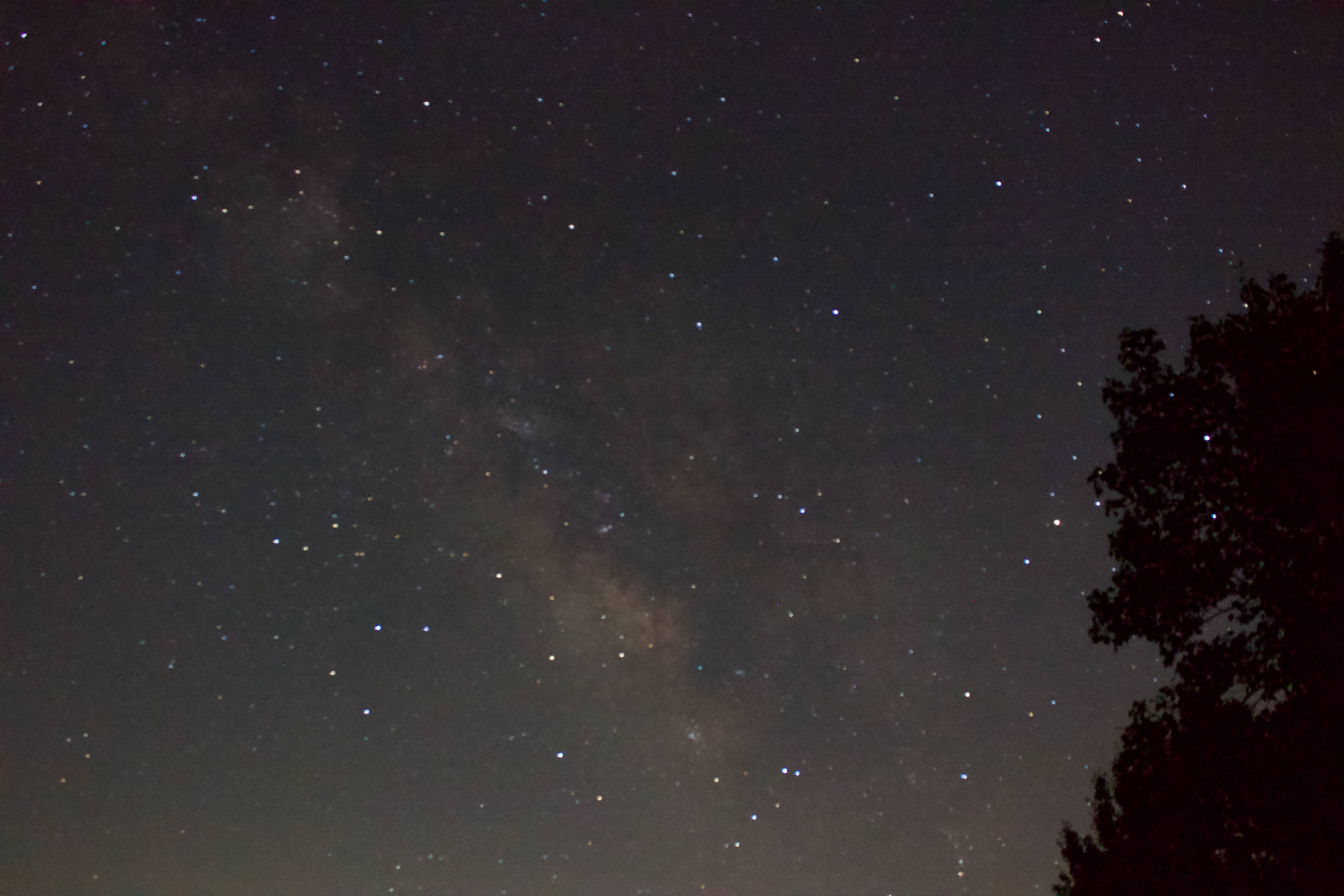Southward over the farm's driveway. Milky Way is enhanced here but you could see it with the naked eye too. 