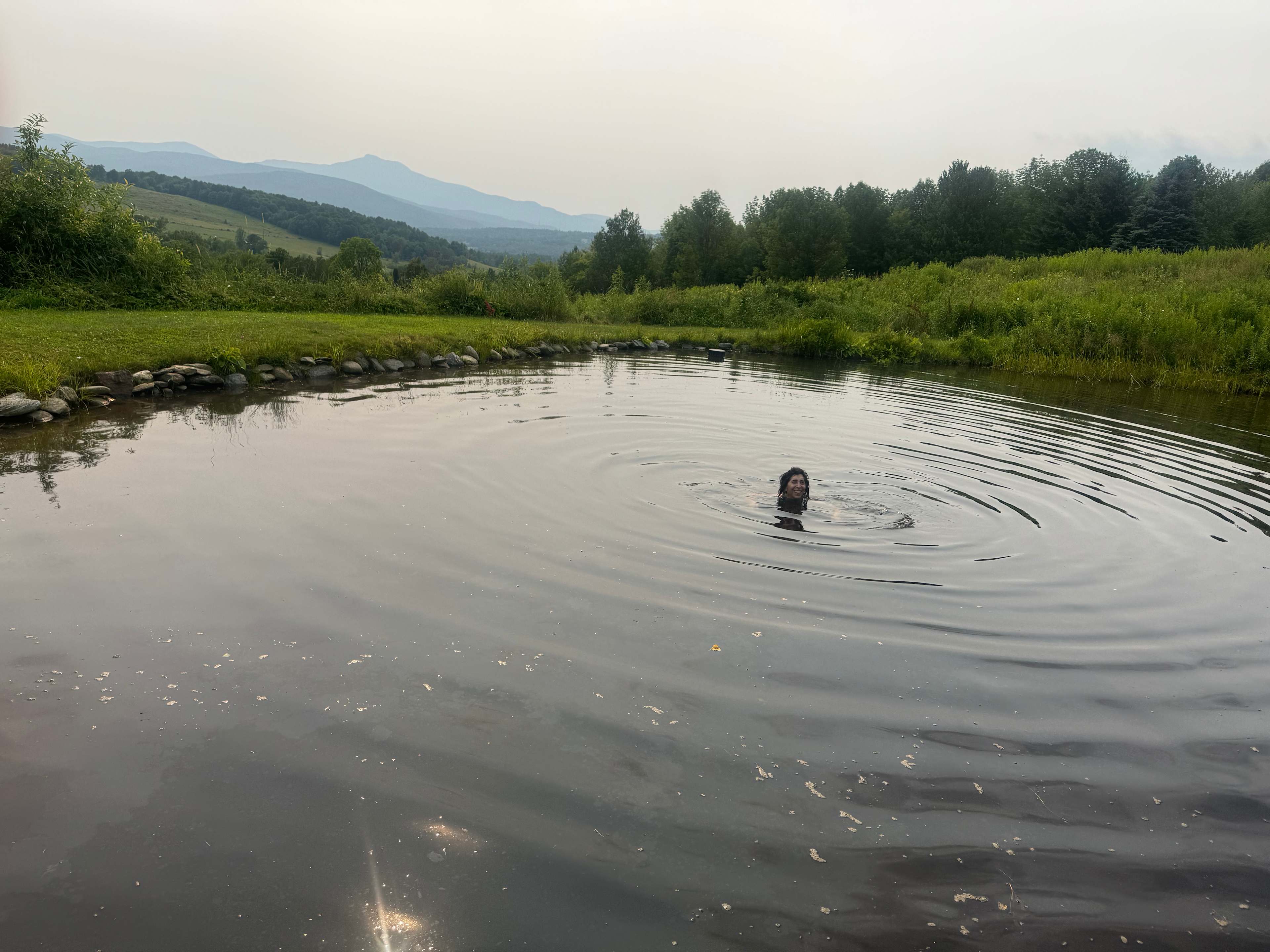 The swimming pond and the excellent Mountain View