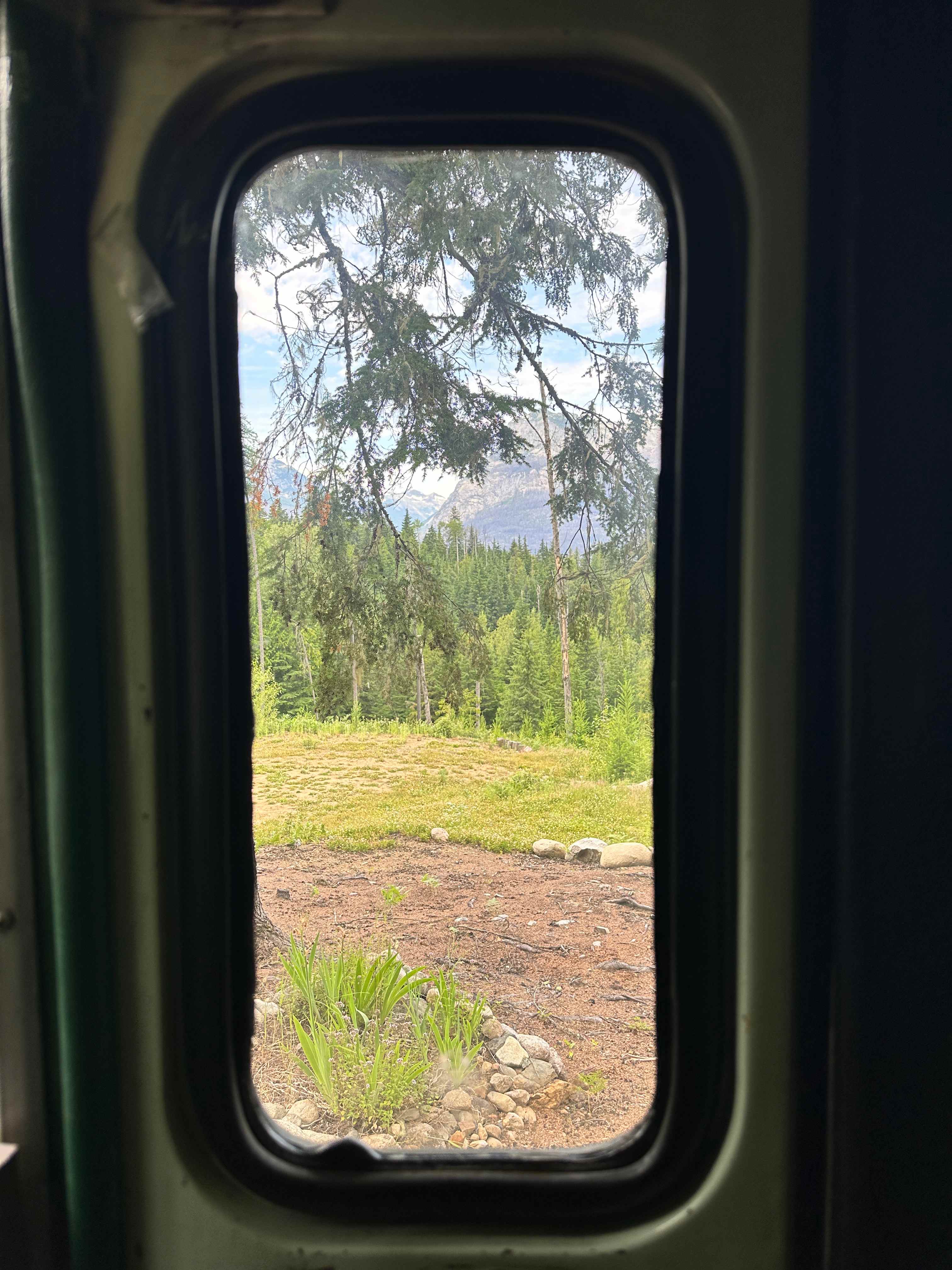 Bus door window view