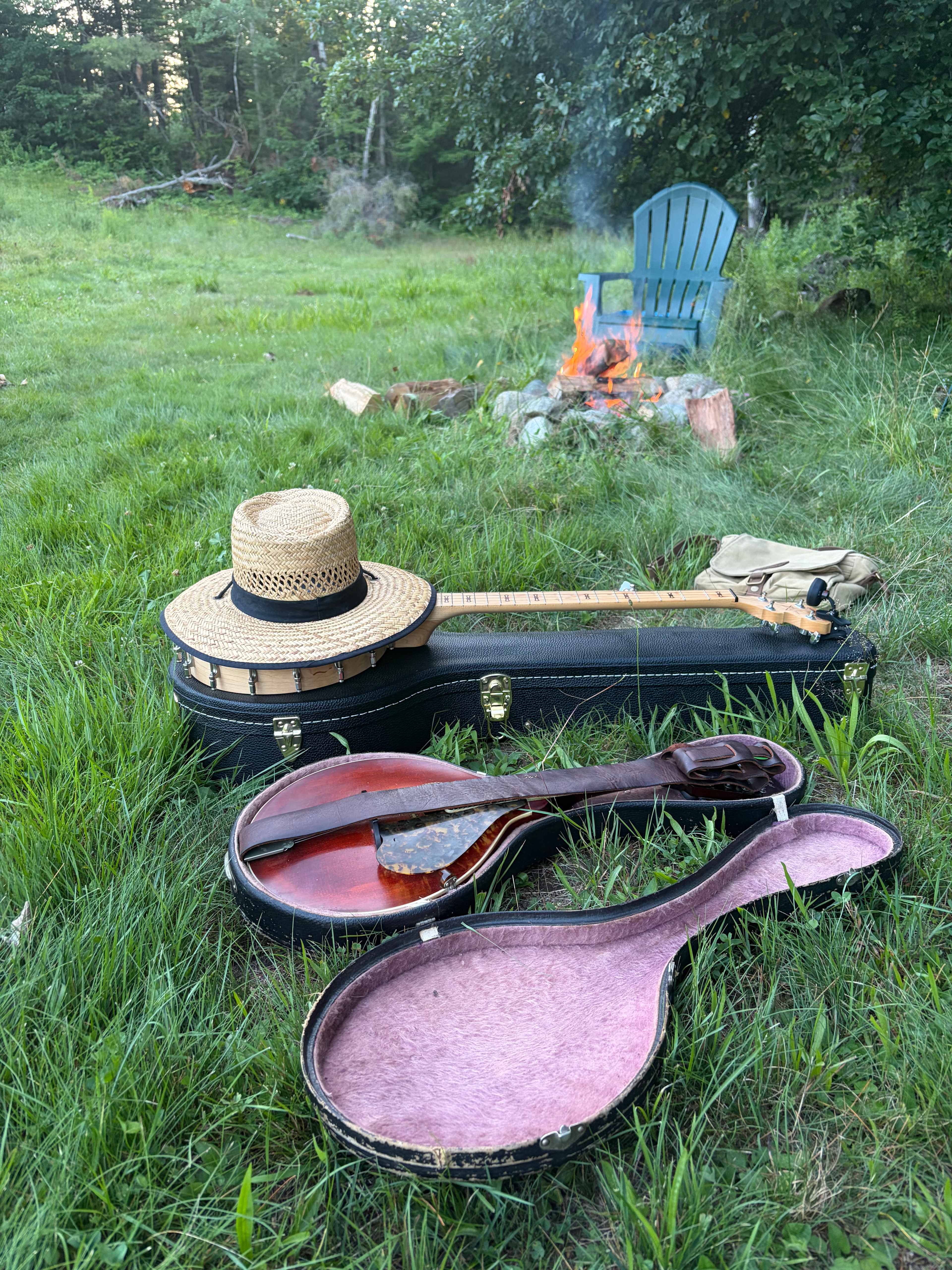 Private field and woods camping