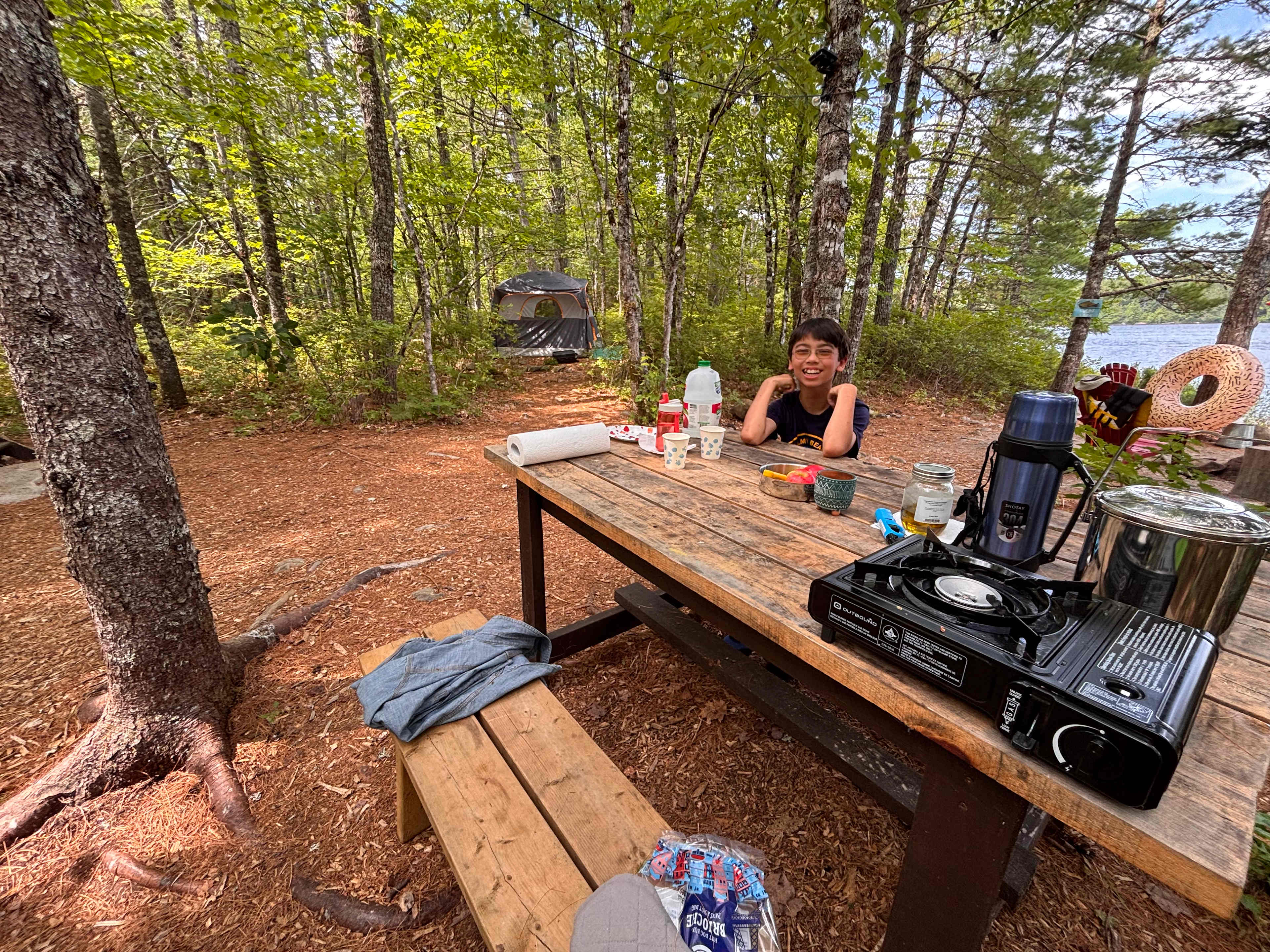 You can pitch your tent on the platform but we kept ours on the ground nearby. Great to have the option!