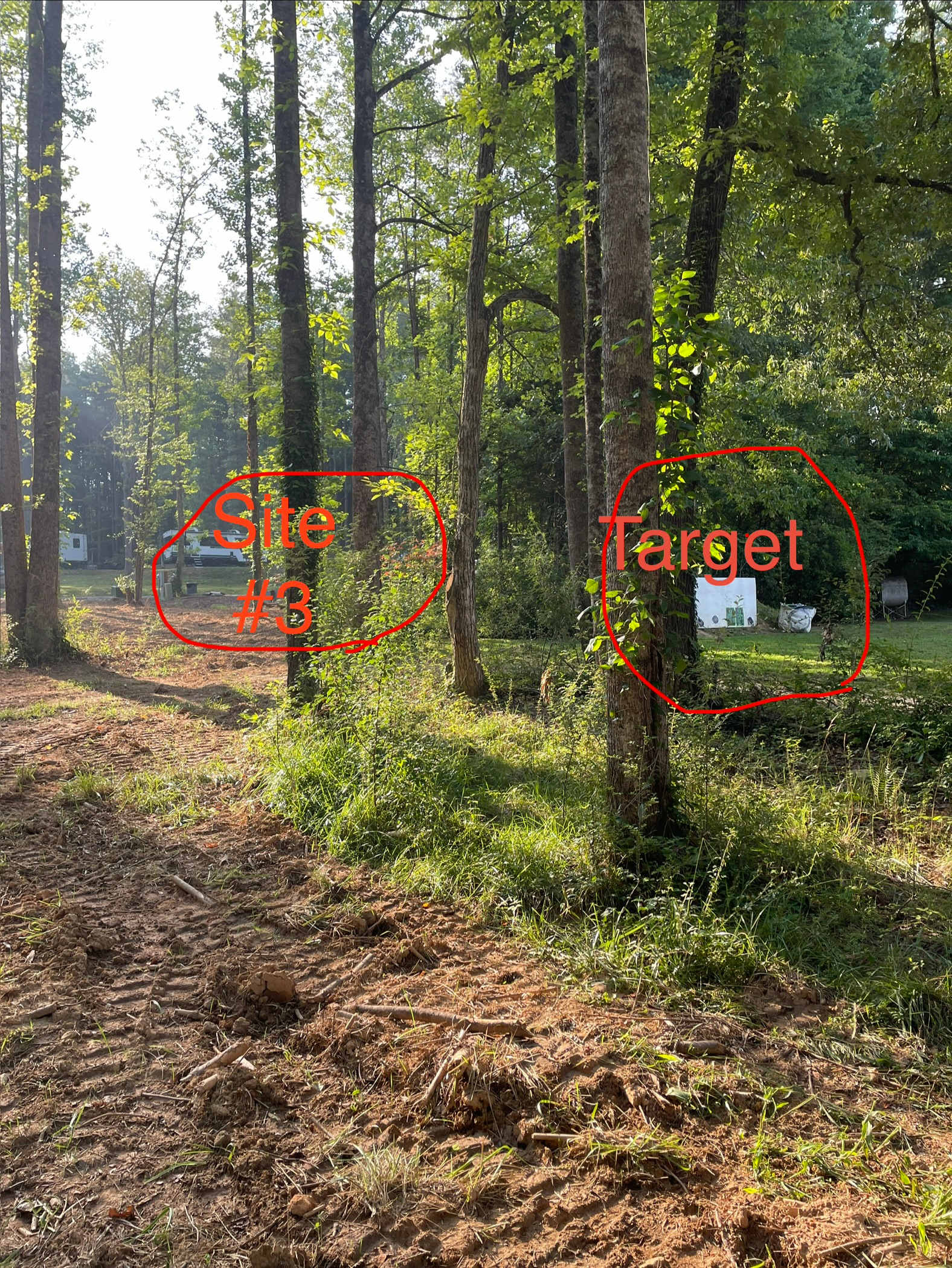 Shooting range in relation to site #3