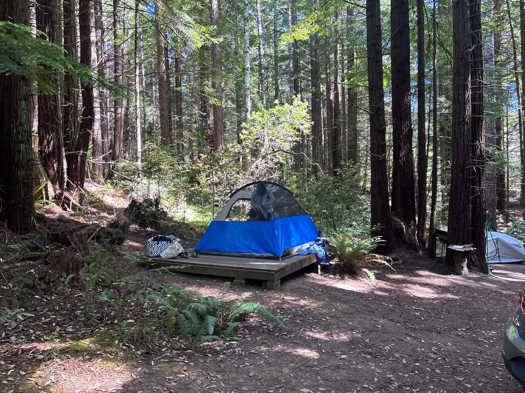 Our 4 person tent on the deck (very handy)