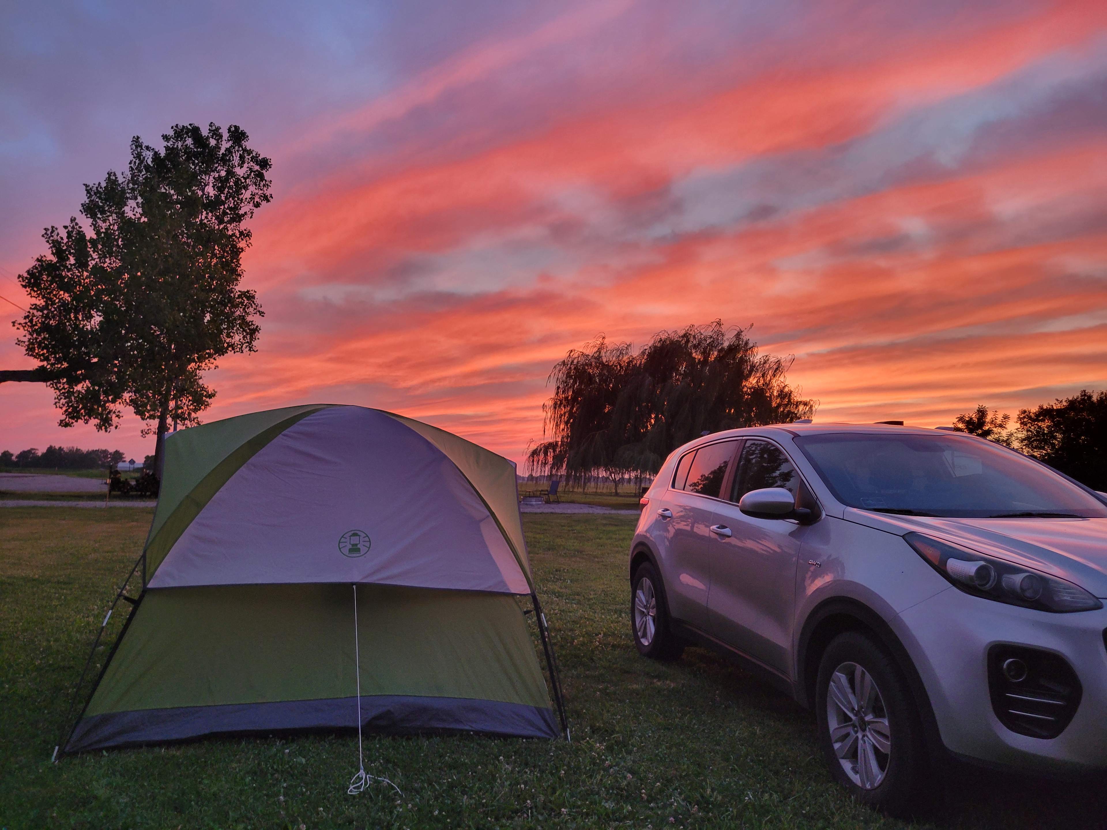 Beautiful sunset. Parked the car close for a wind break. 