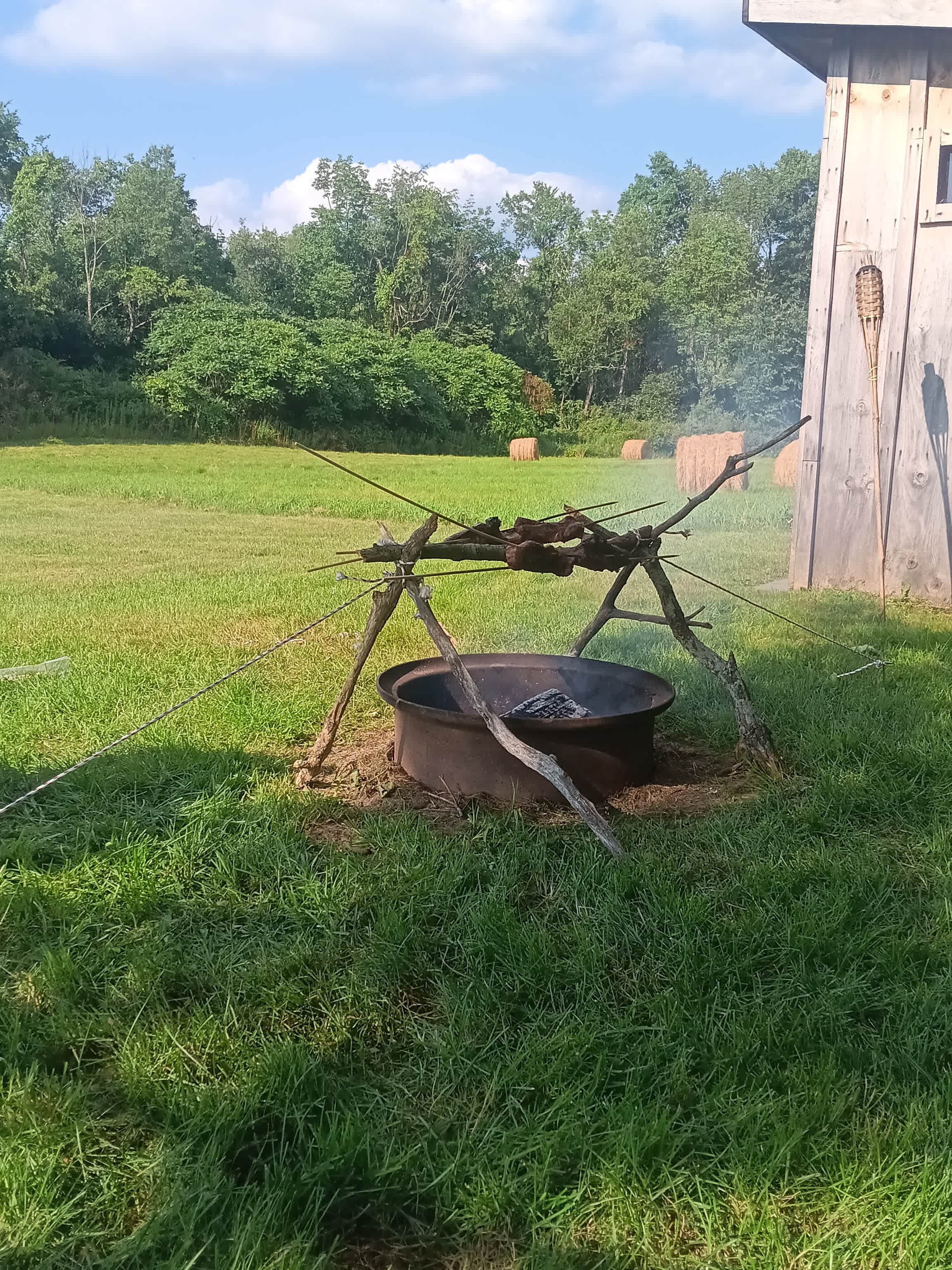 Slow roasted ribs over the fire