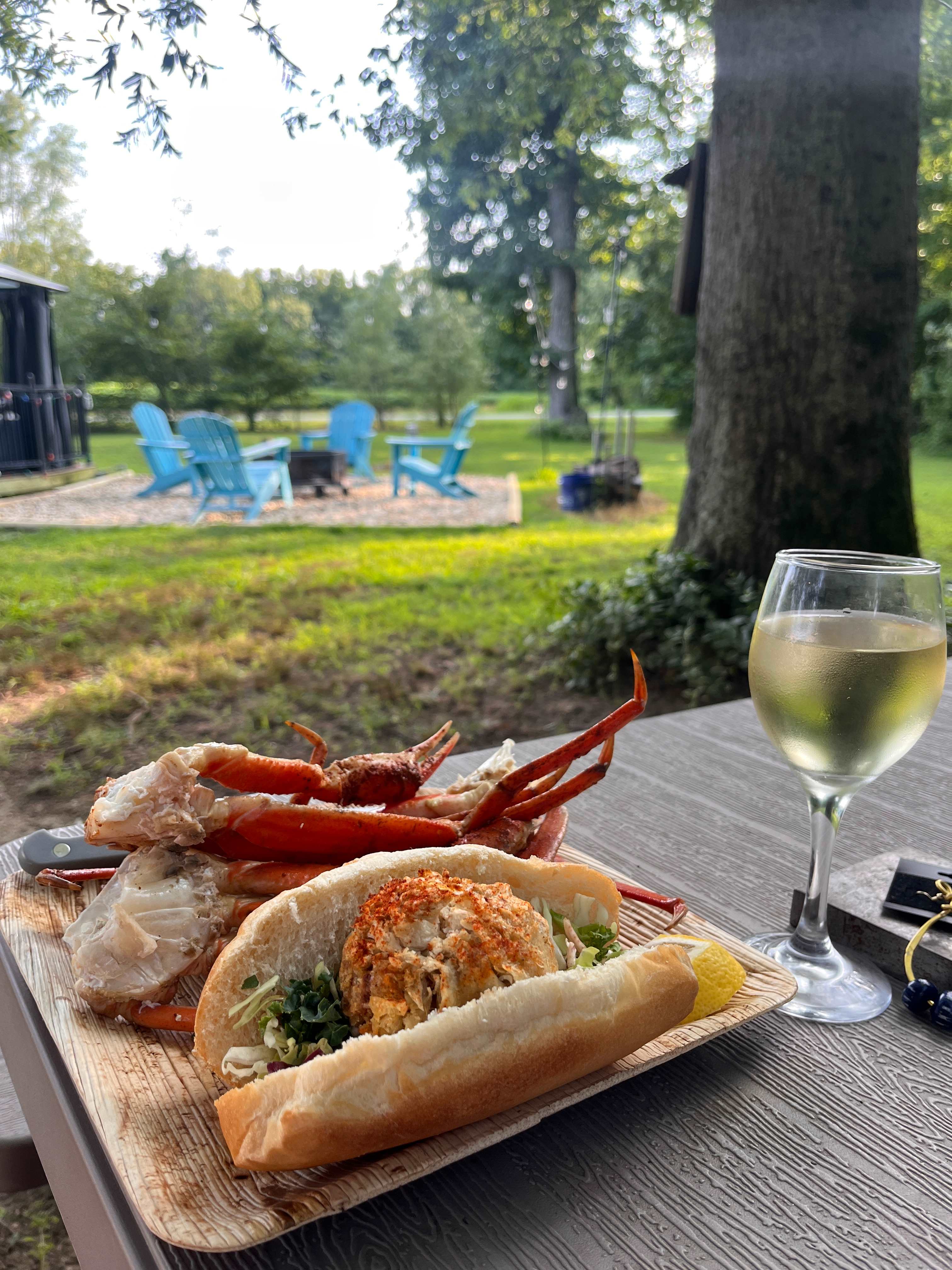 Dinner at the picnic table.