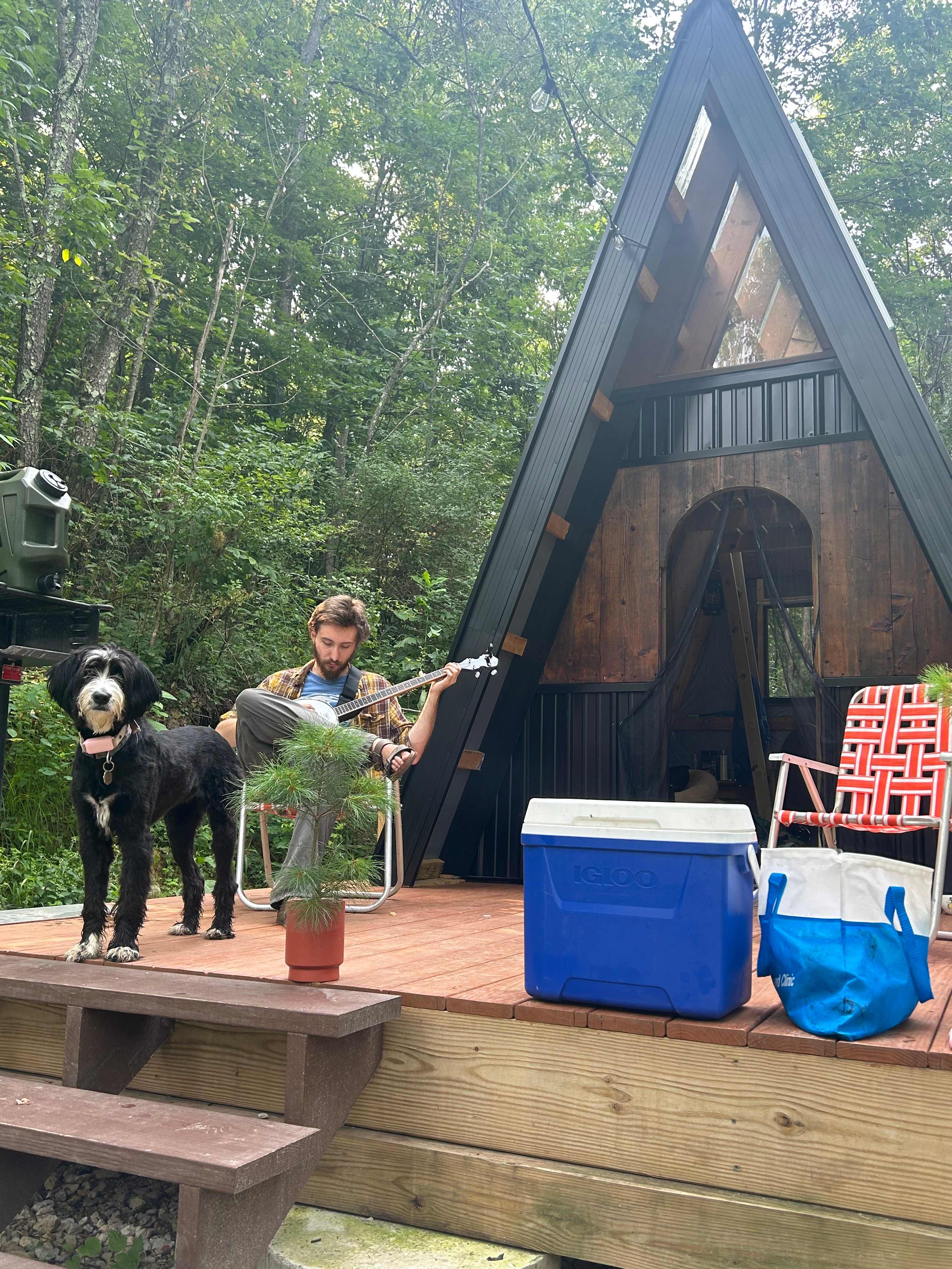 A-frame rustic cabin