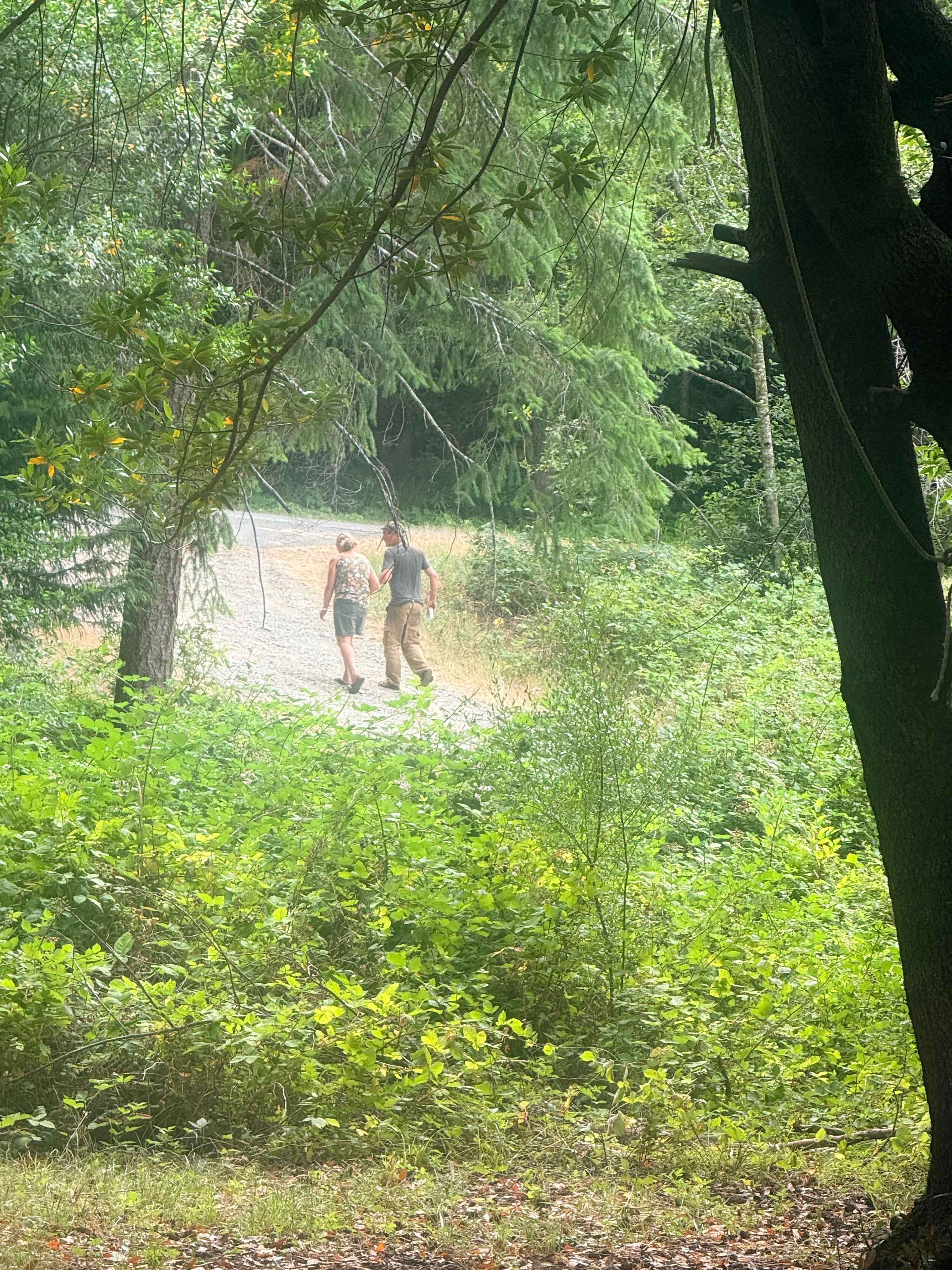Neighbors walking away after following me back to the site after visiting the river access. 
