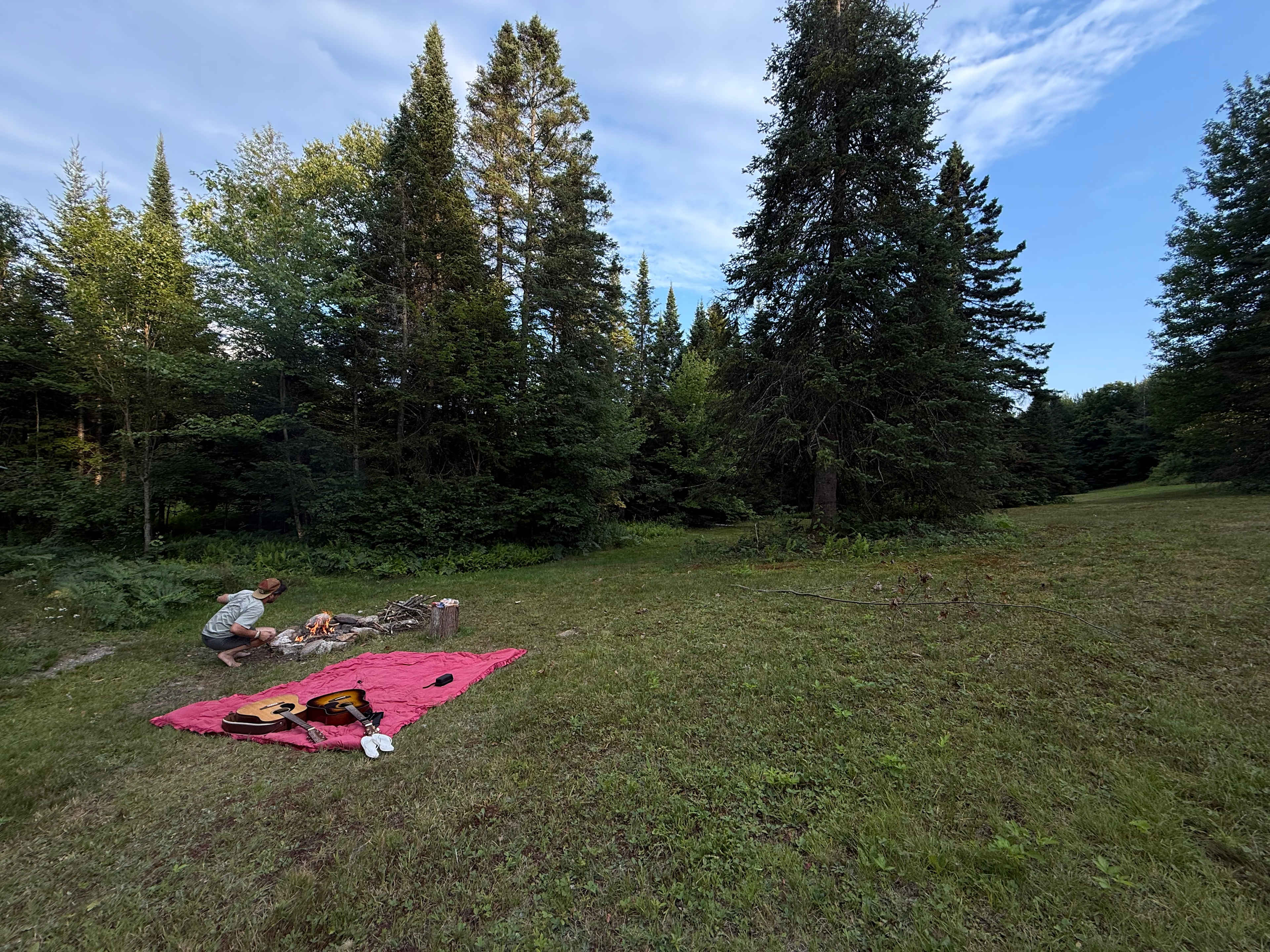 Camper in the woods near swimming