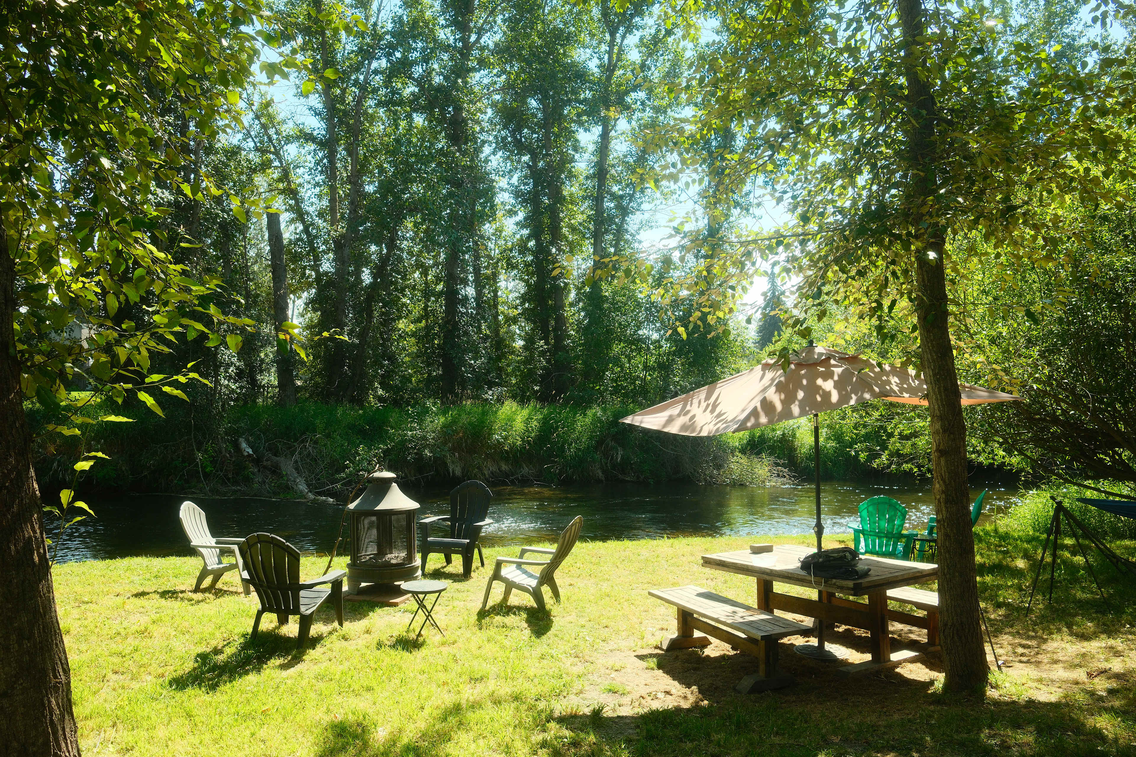 cozy seating at the river