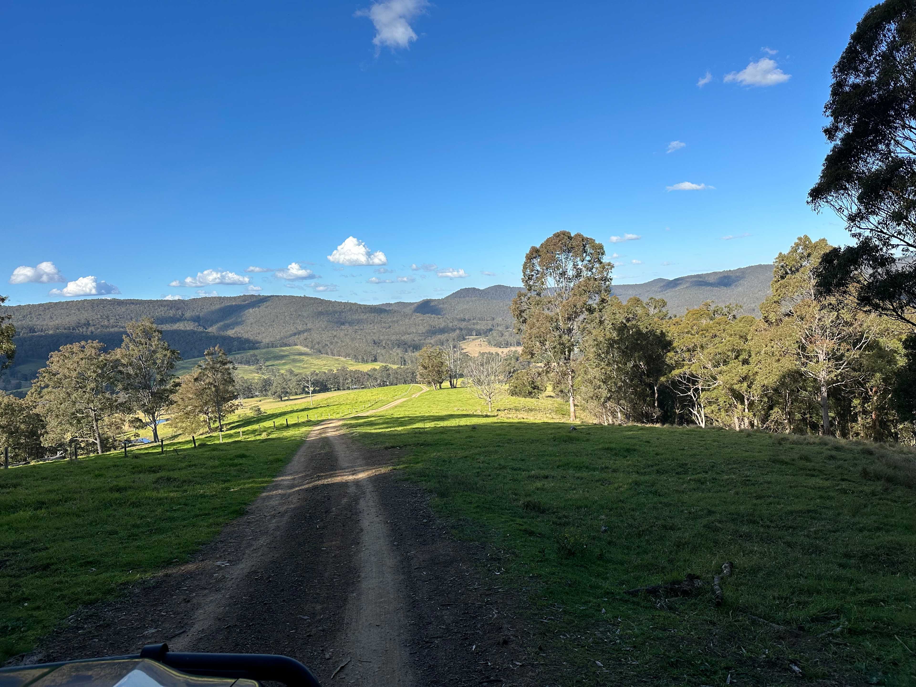 The driveway downhill