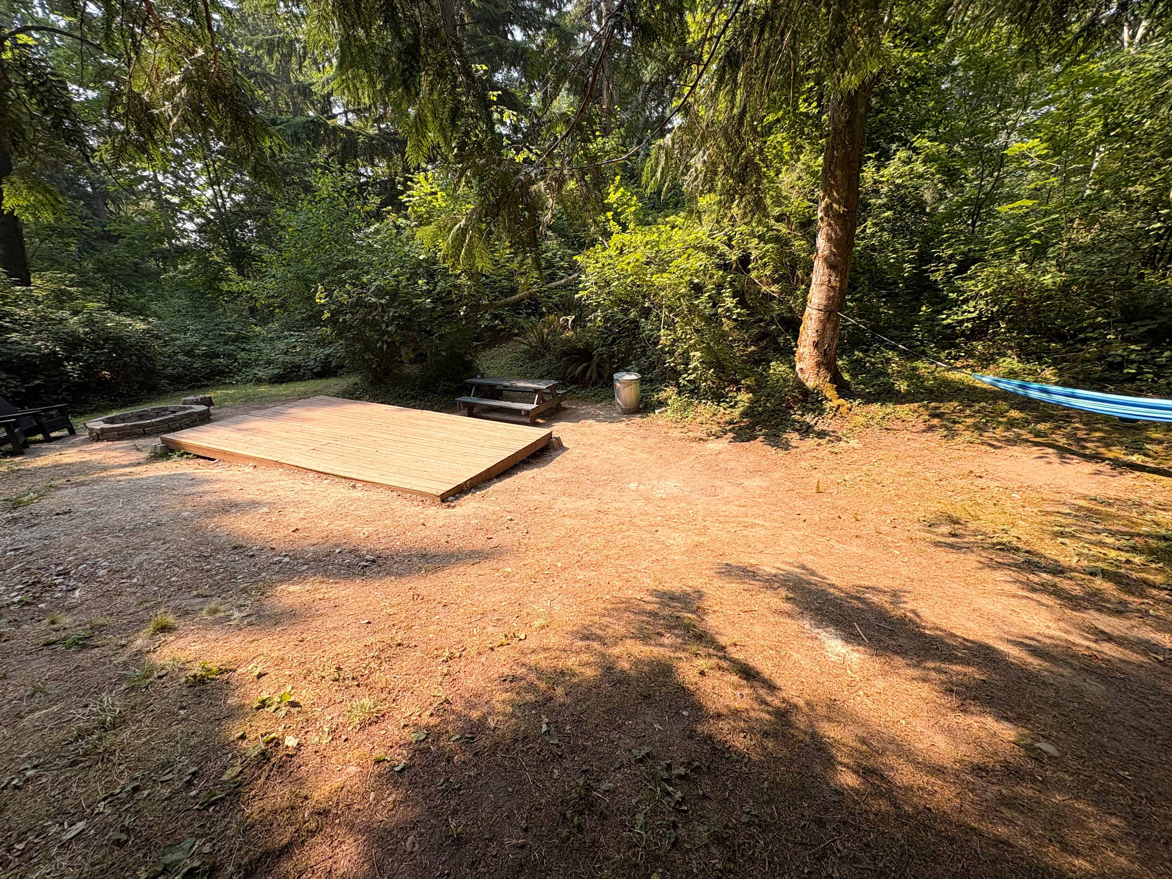 Site layout. Platform accommodated a 10p tent with a bit of hang over.