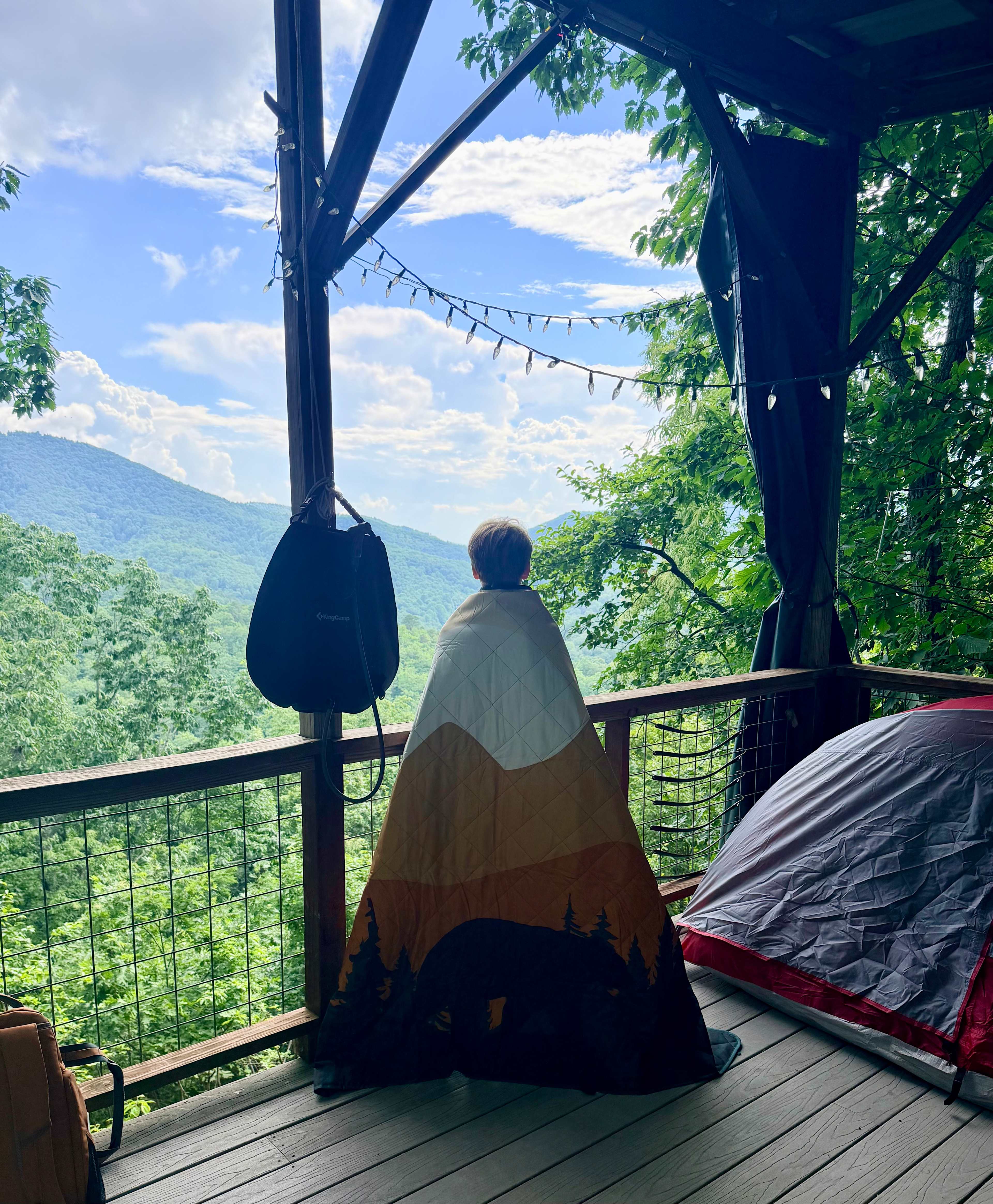 Comfortable tents with air mattresses under cover but with fresh air