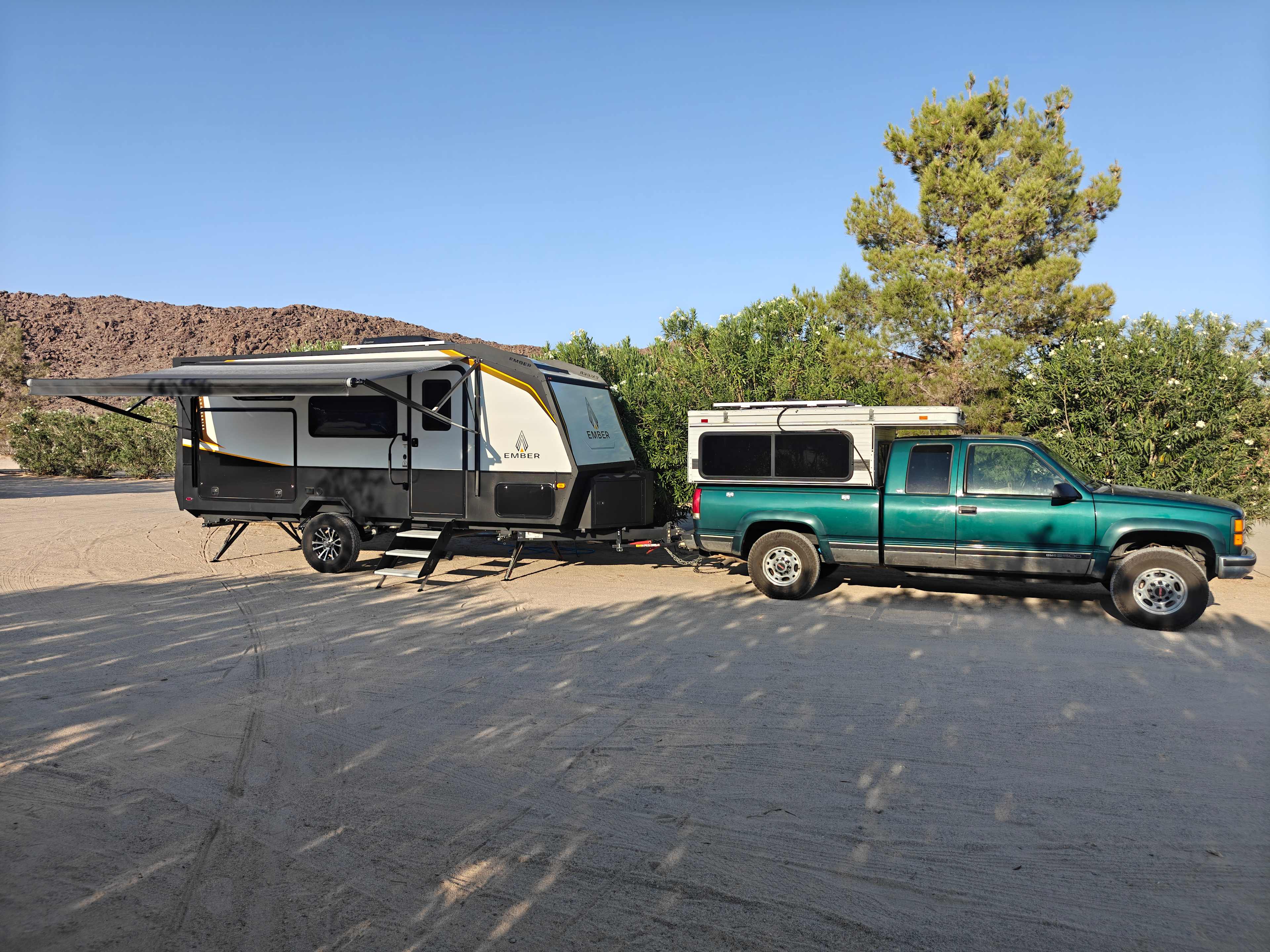 Nice wide sites with good shade - this photo was taken from the picnic table on the other side of the site. My setup is right at 40' and I fit fine.