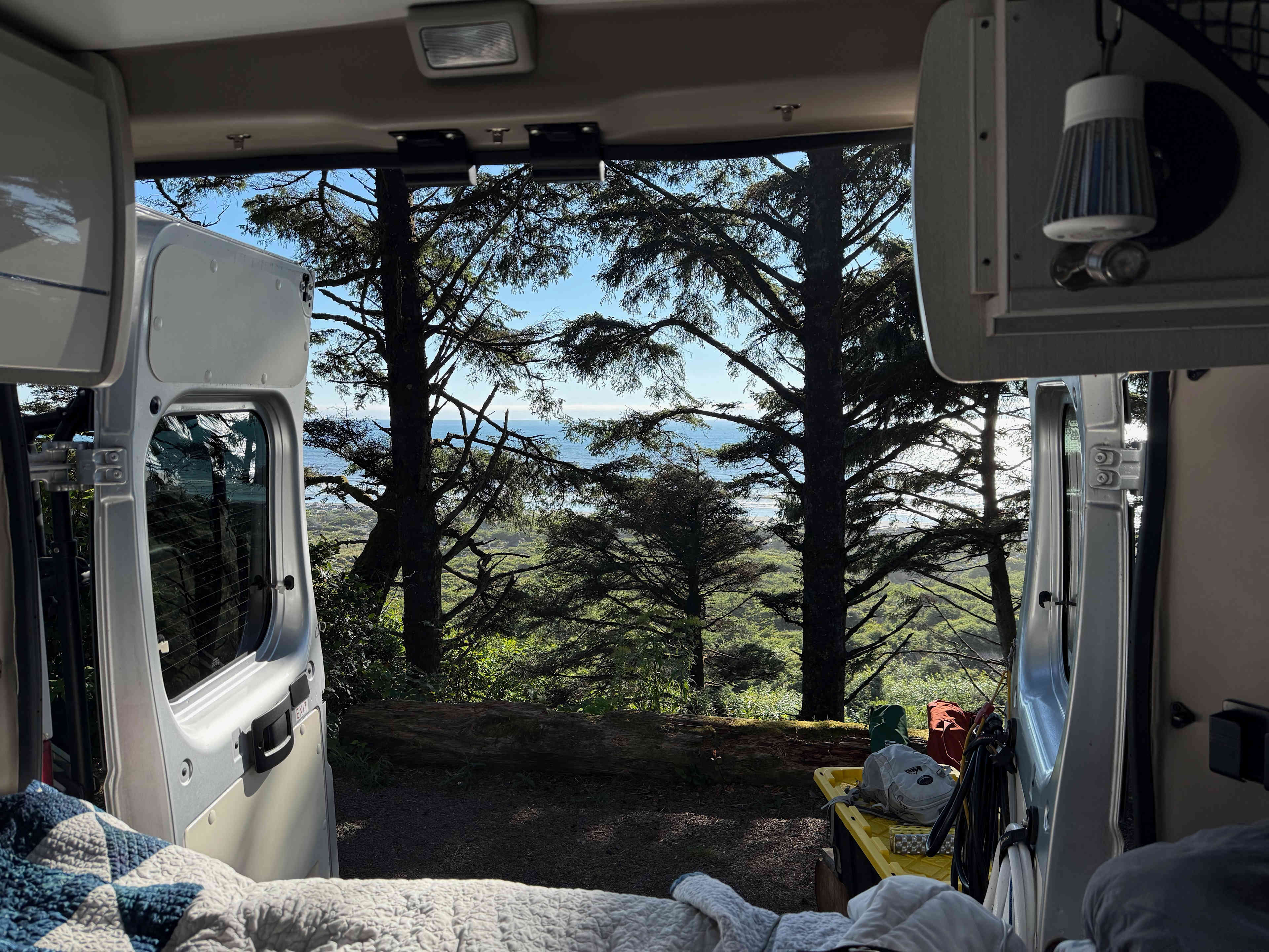 view from the campsite with just the sound of waves and birds