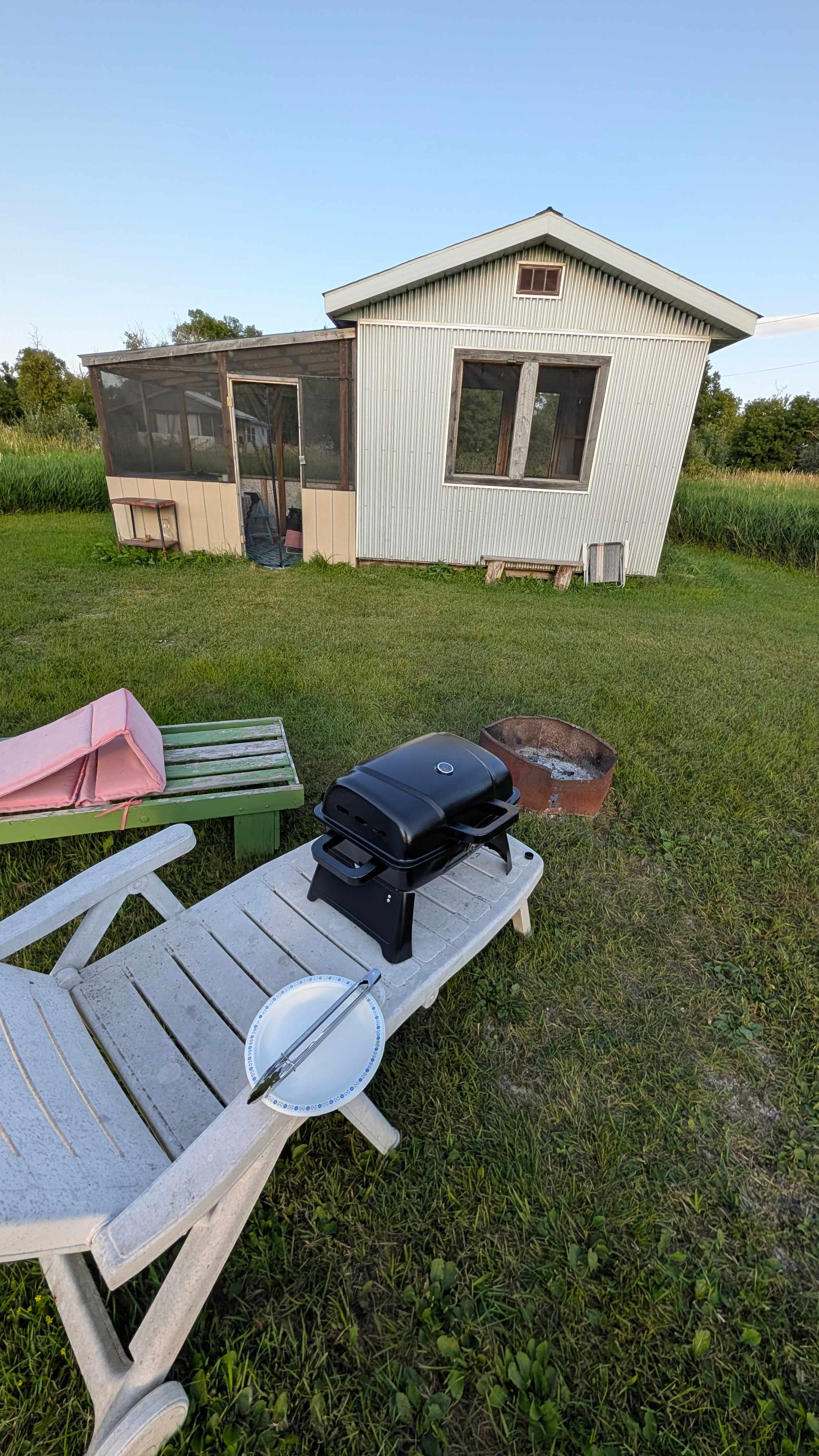 Enjoying some BBQ right outside the Bunkie