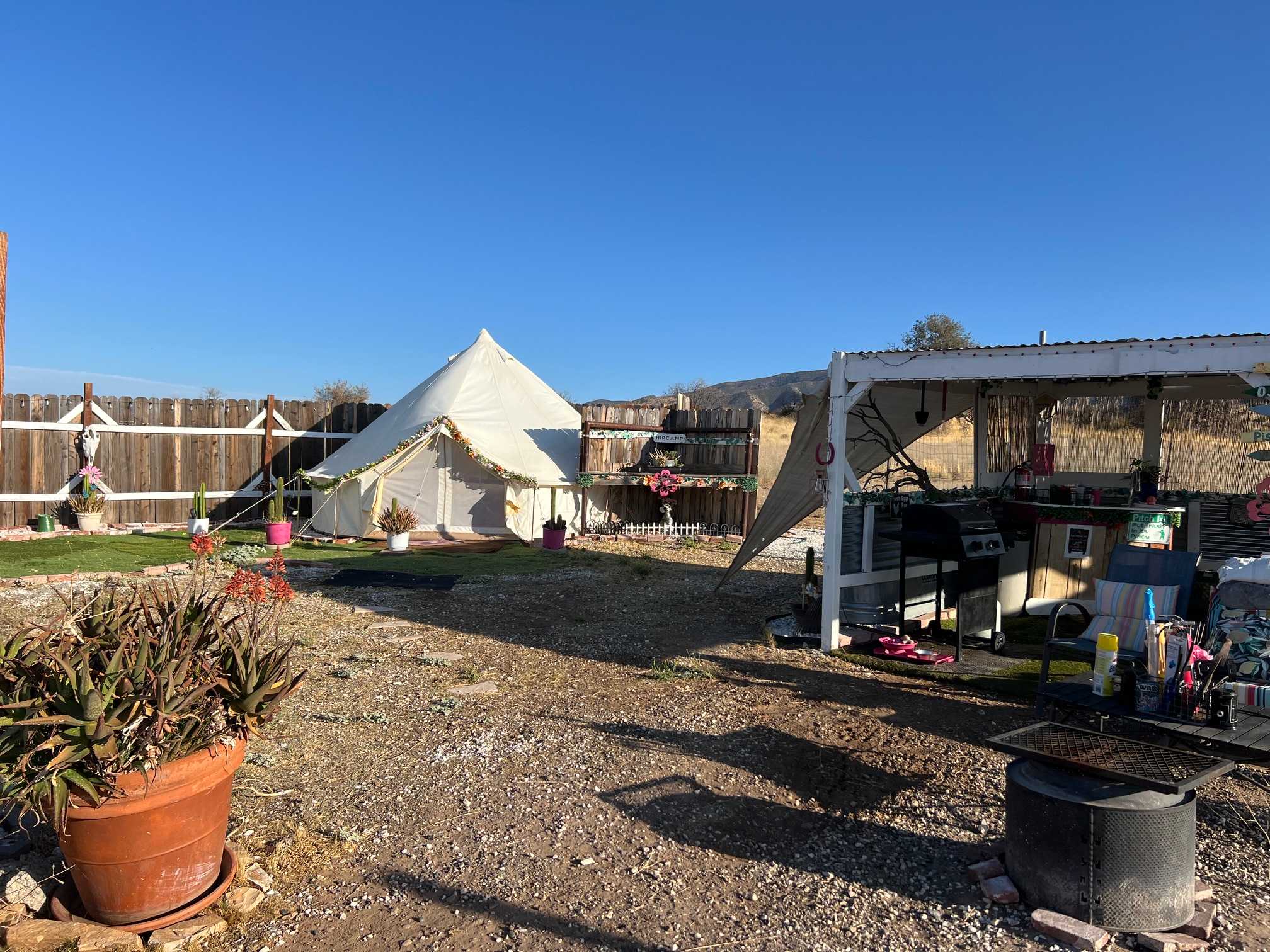 Pink Pony 2 yurt and outdoor shower