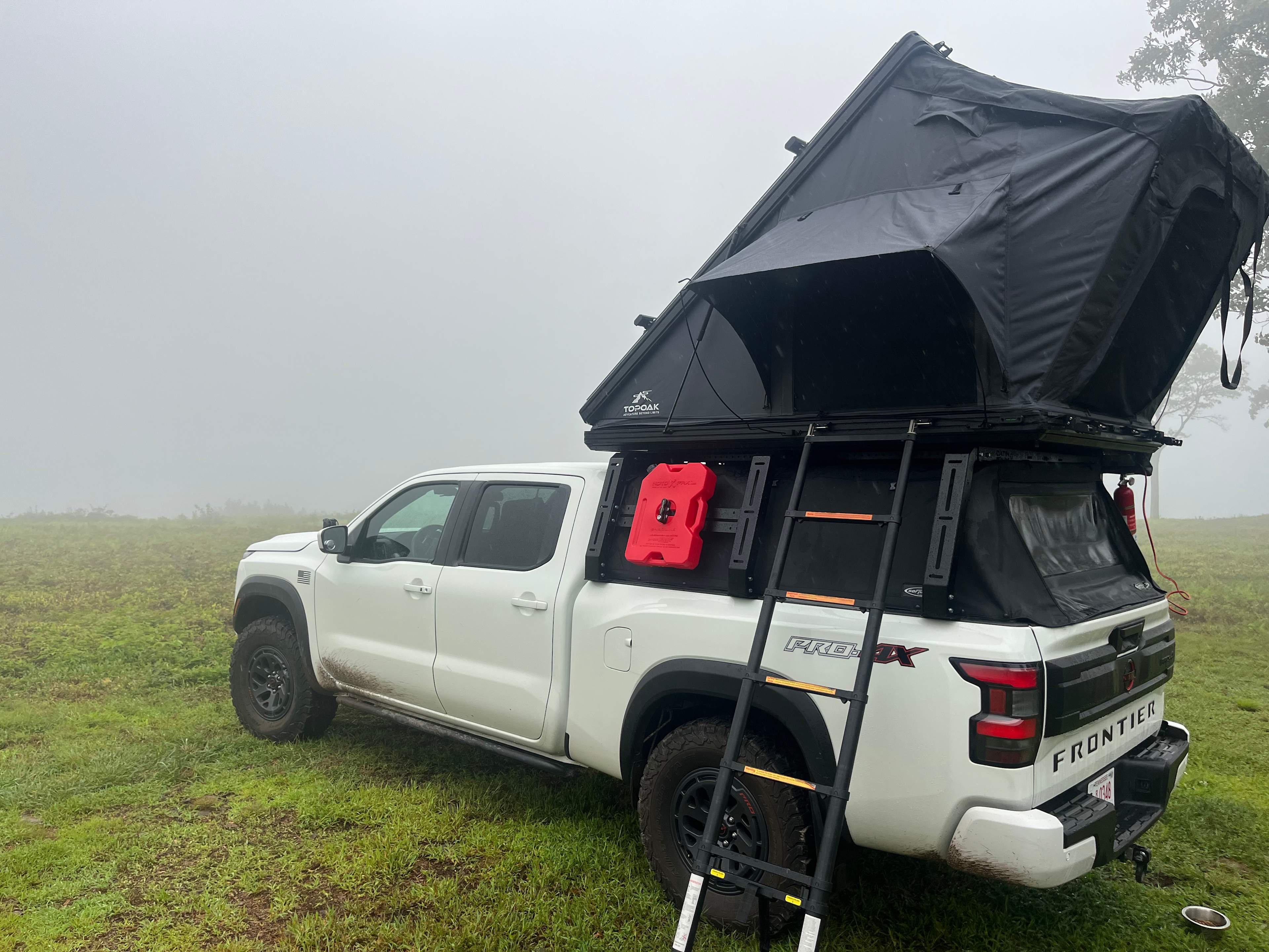 In the fog and rain. Still a great place to stay 