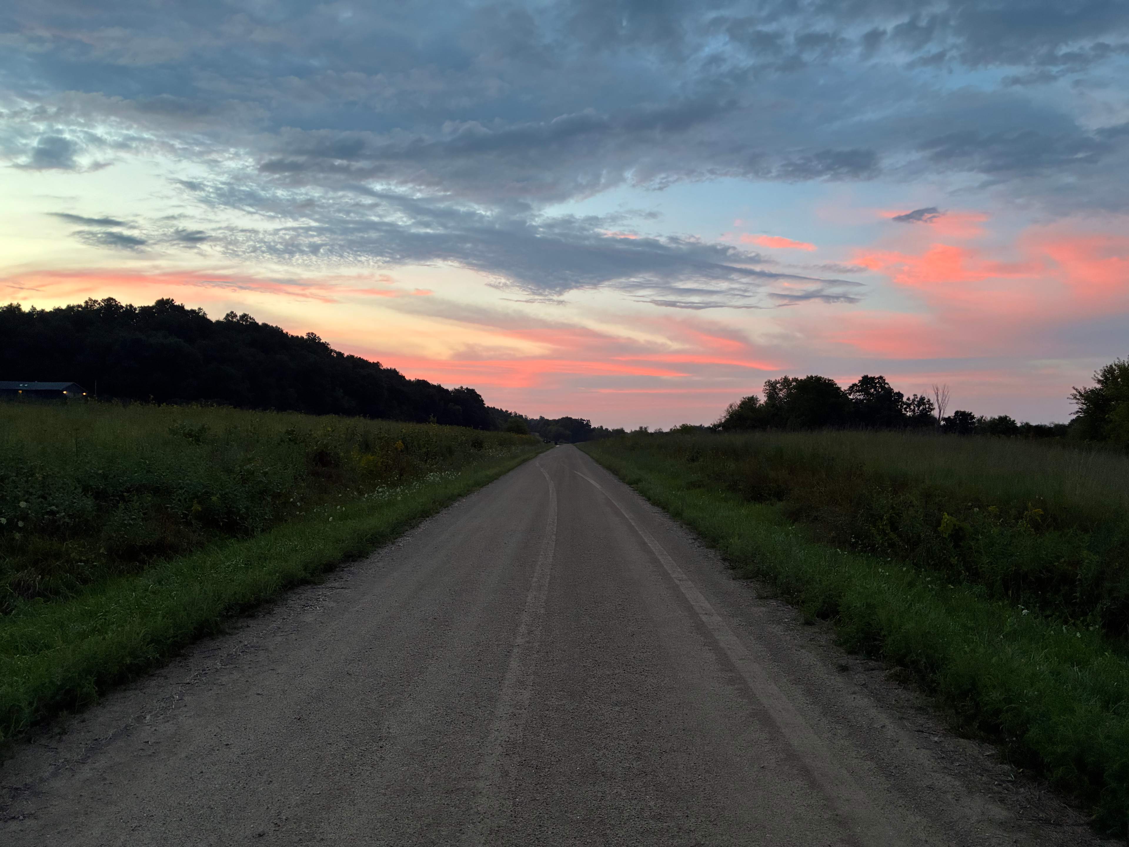 The road at sunset. 
