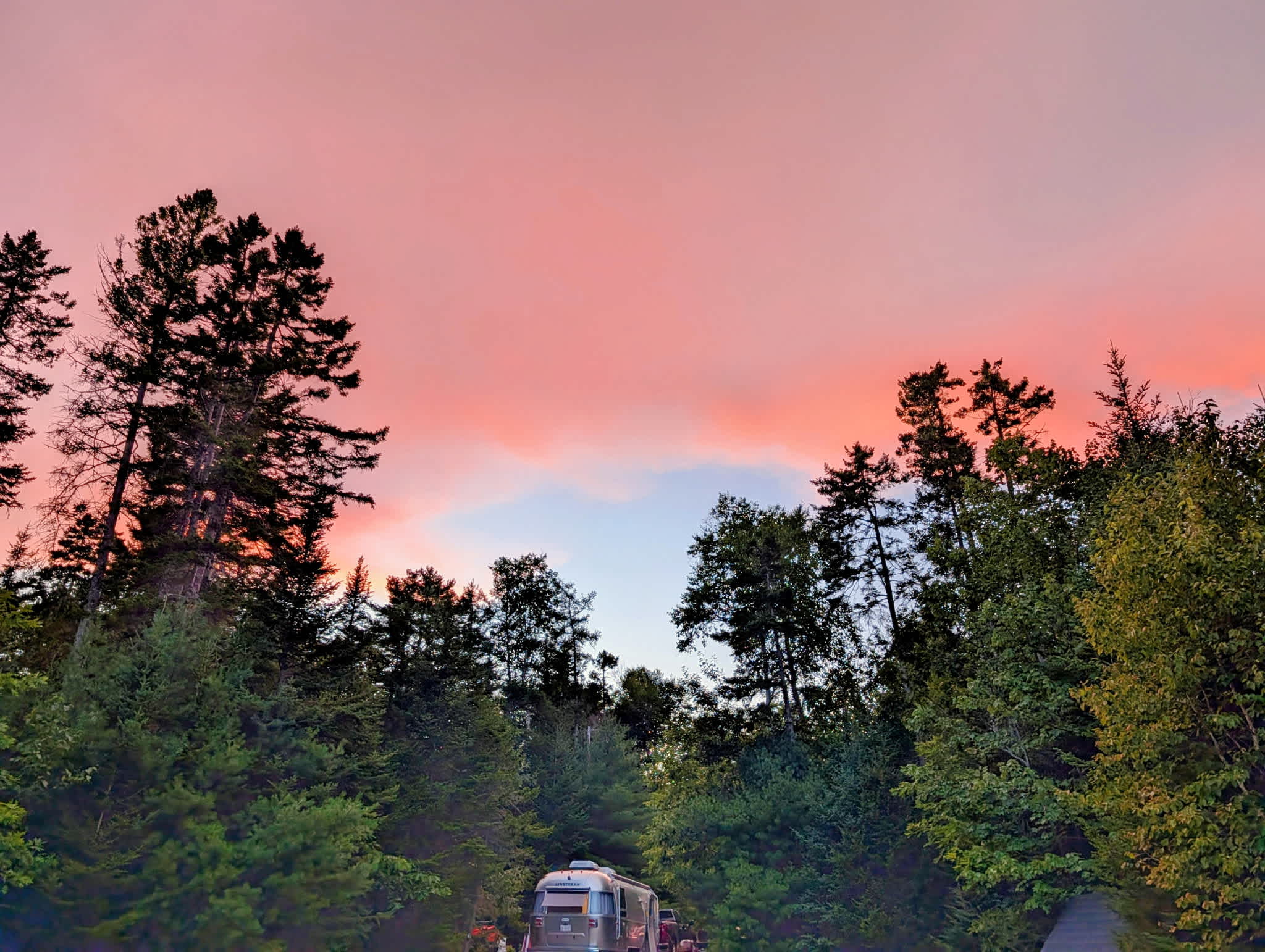 Sunset over our trailer