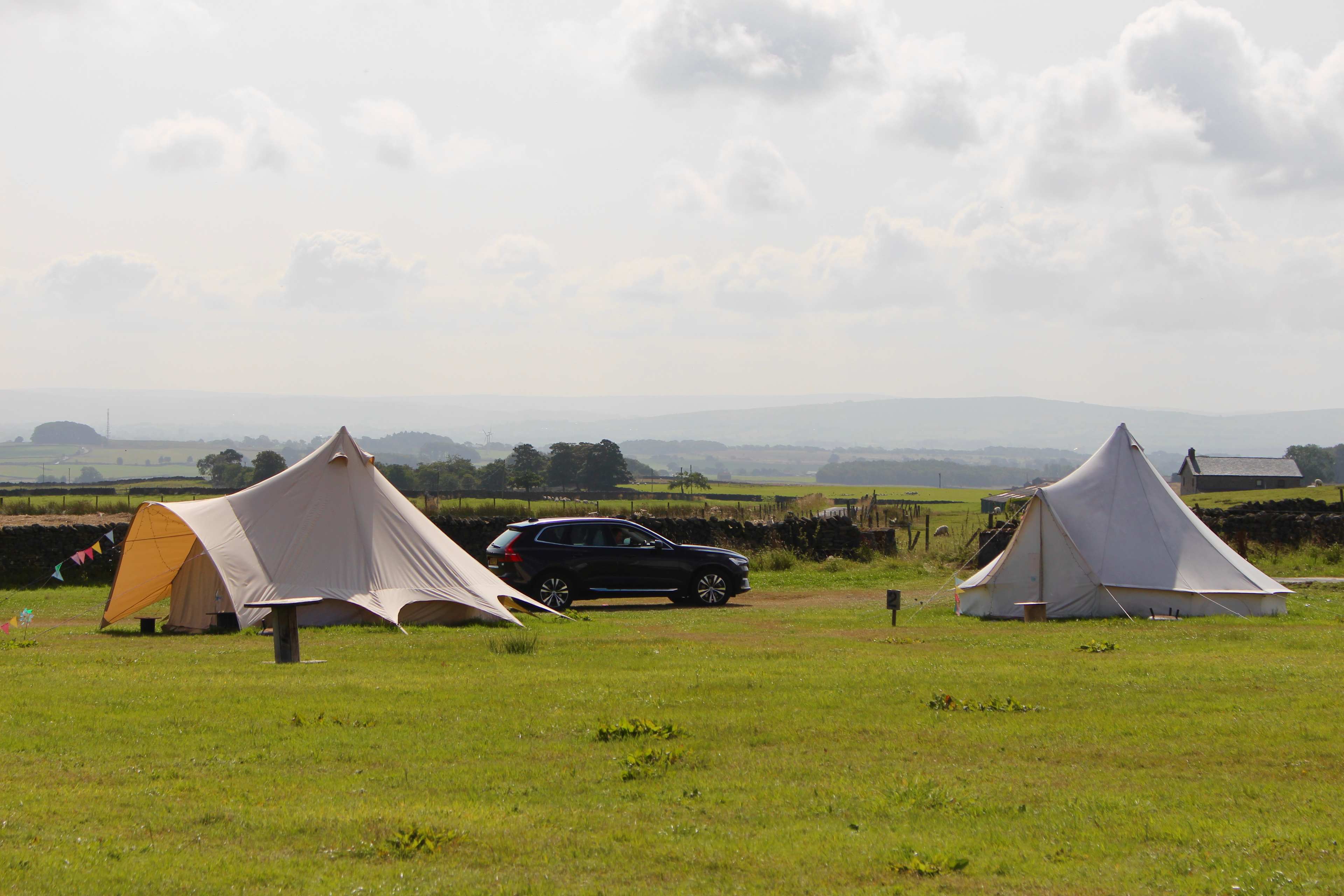 Bell tents by entrance 