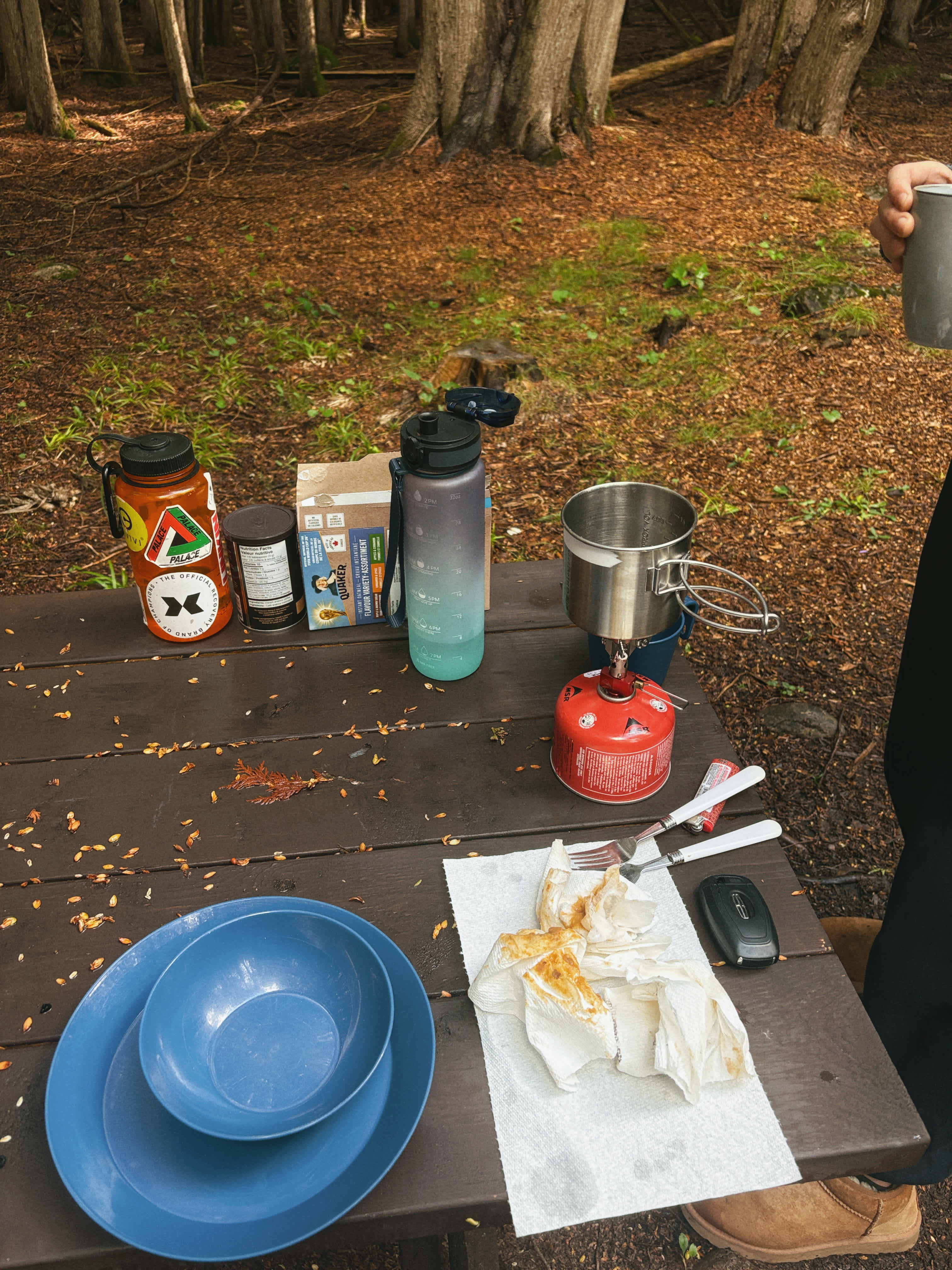 cooking in the rain :)