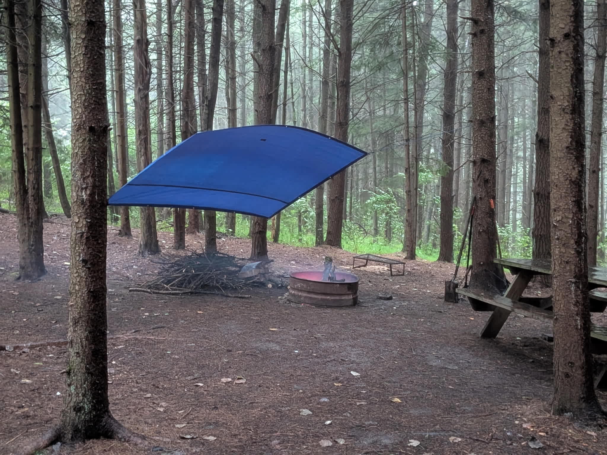View from our tent at the beginning of a rainstorm 