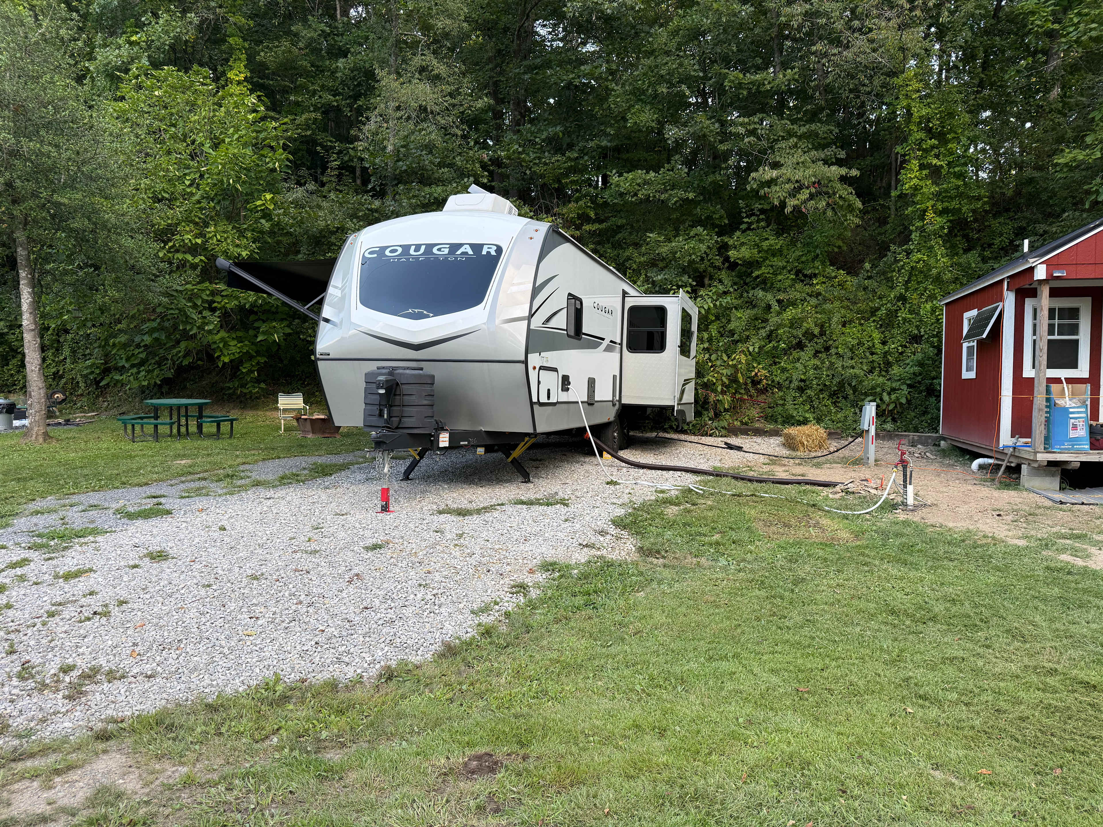The RV is 30’ in length. It fit perfectly on the site. 