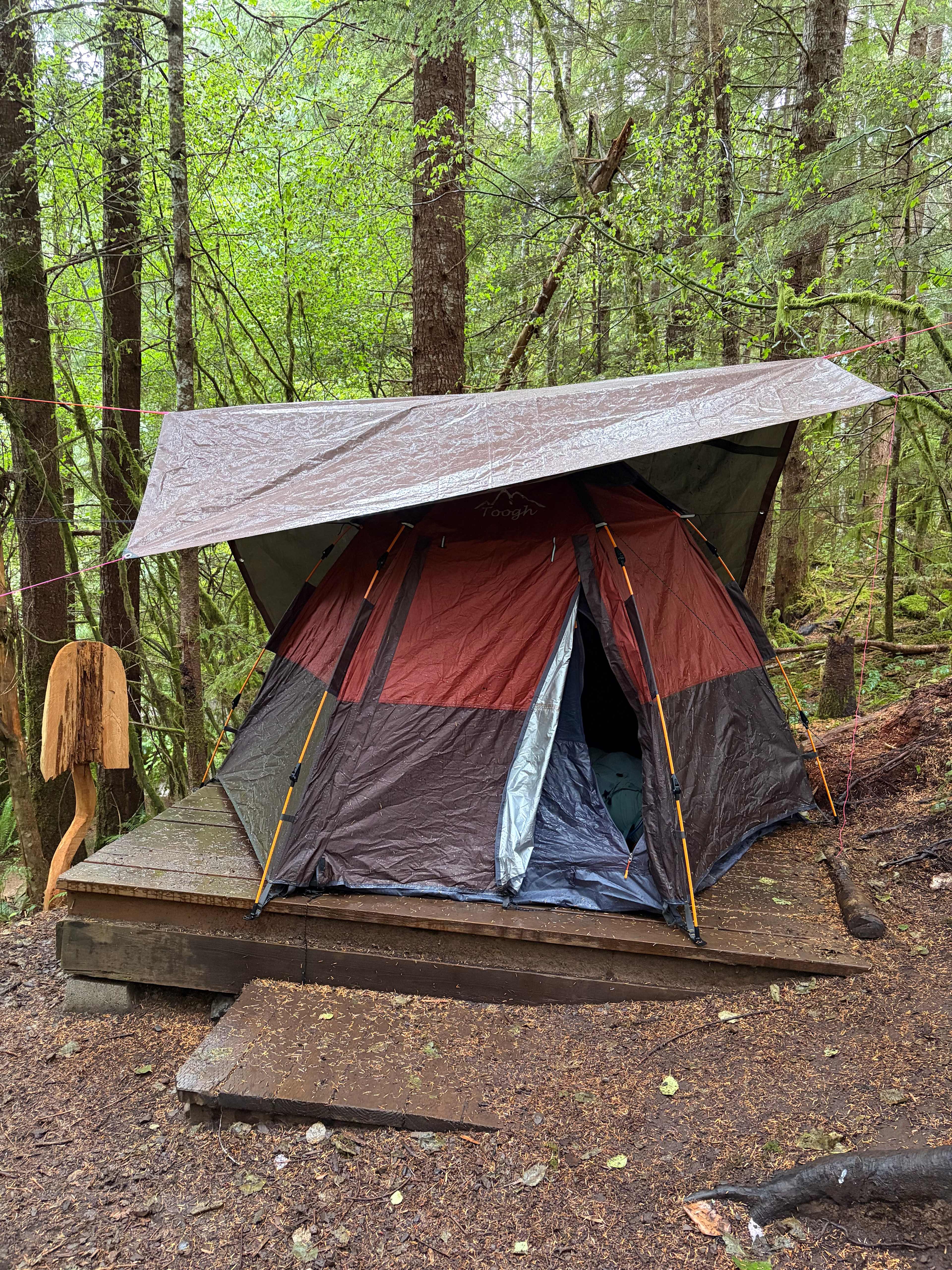 The tent deck and surrounding trees made it so easy to set up my tent and rain fly. Loved how private 3b was. Kind of tucked up and away from the main trail. 
