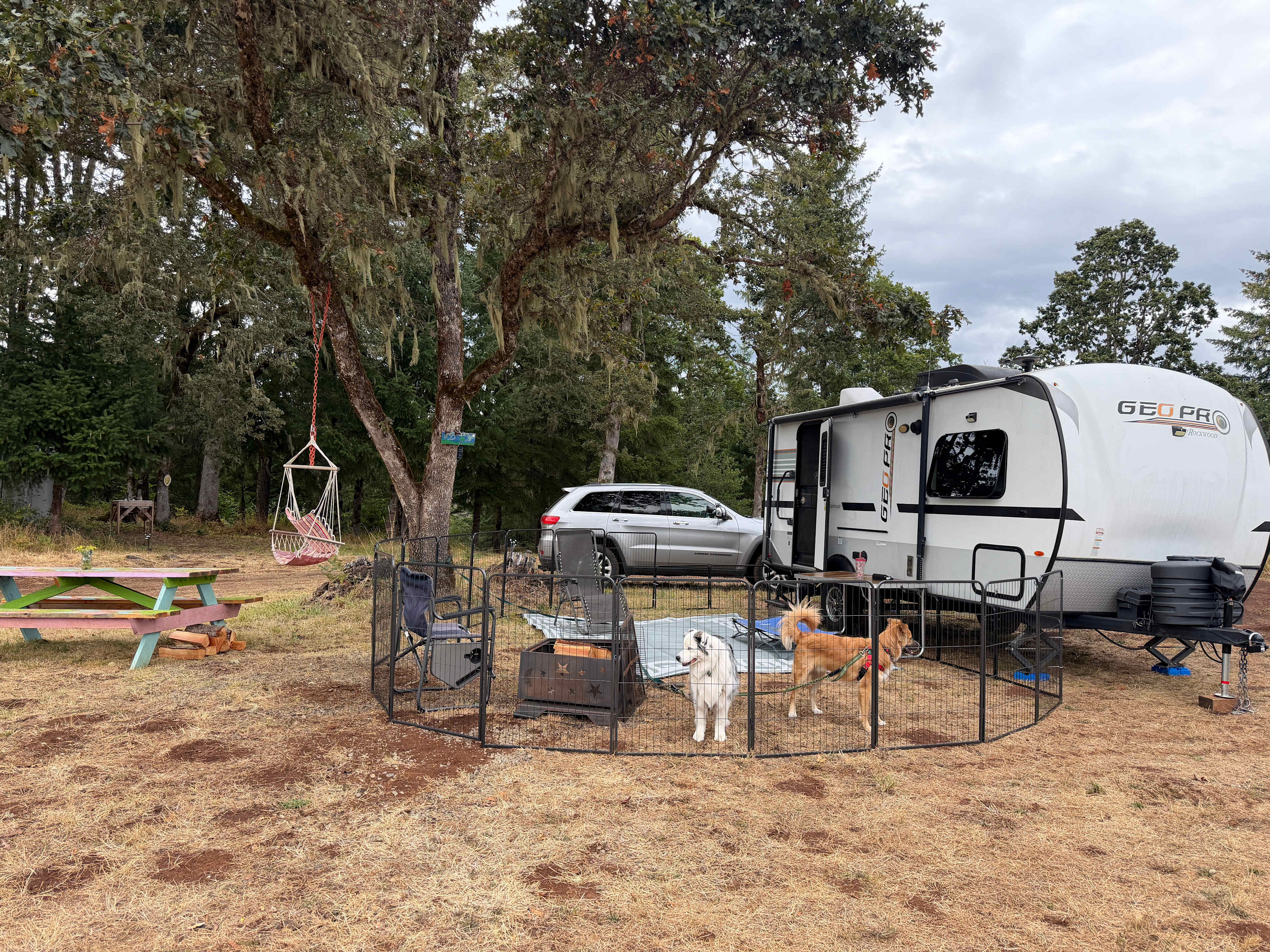 Home away from home. See the porta potty in the back left. Super convenient!
