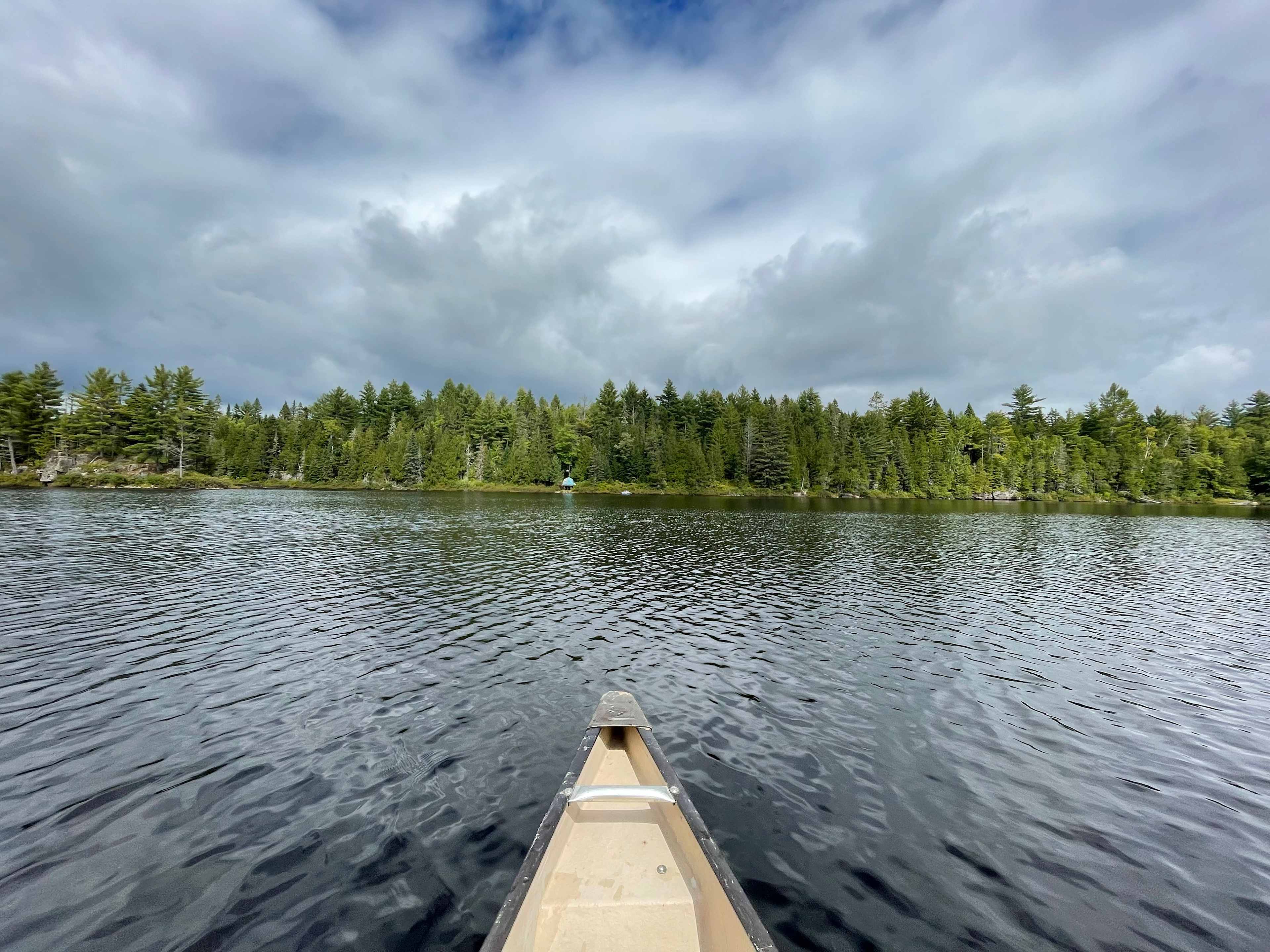 Canoeing in the second lake. 