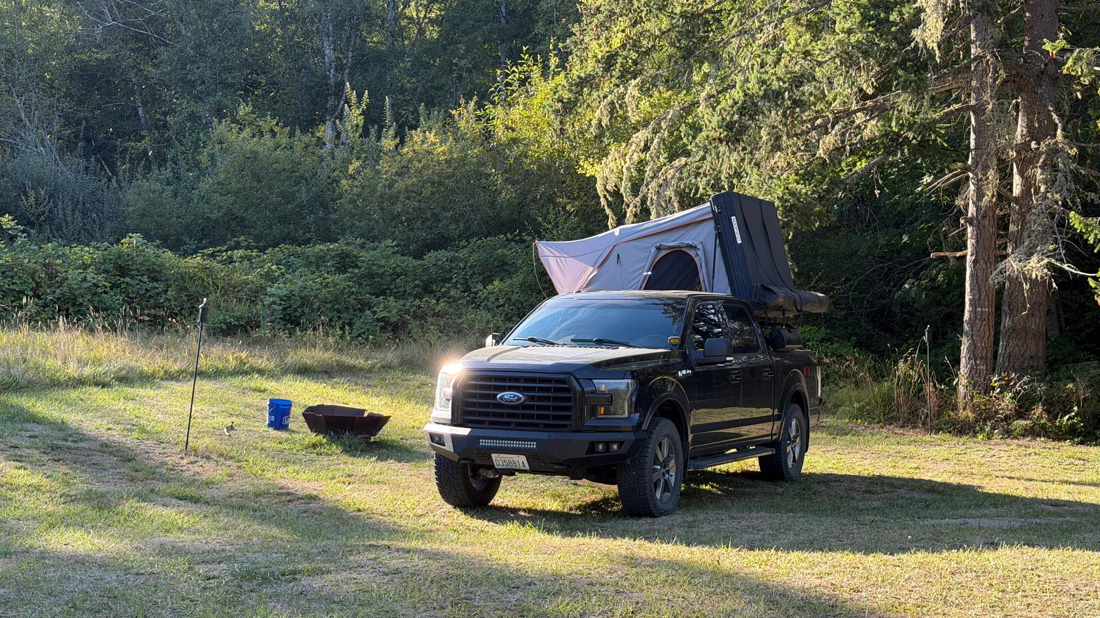 Nice flat location with a few spots to place tents, van/camper or RV!