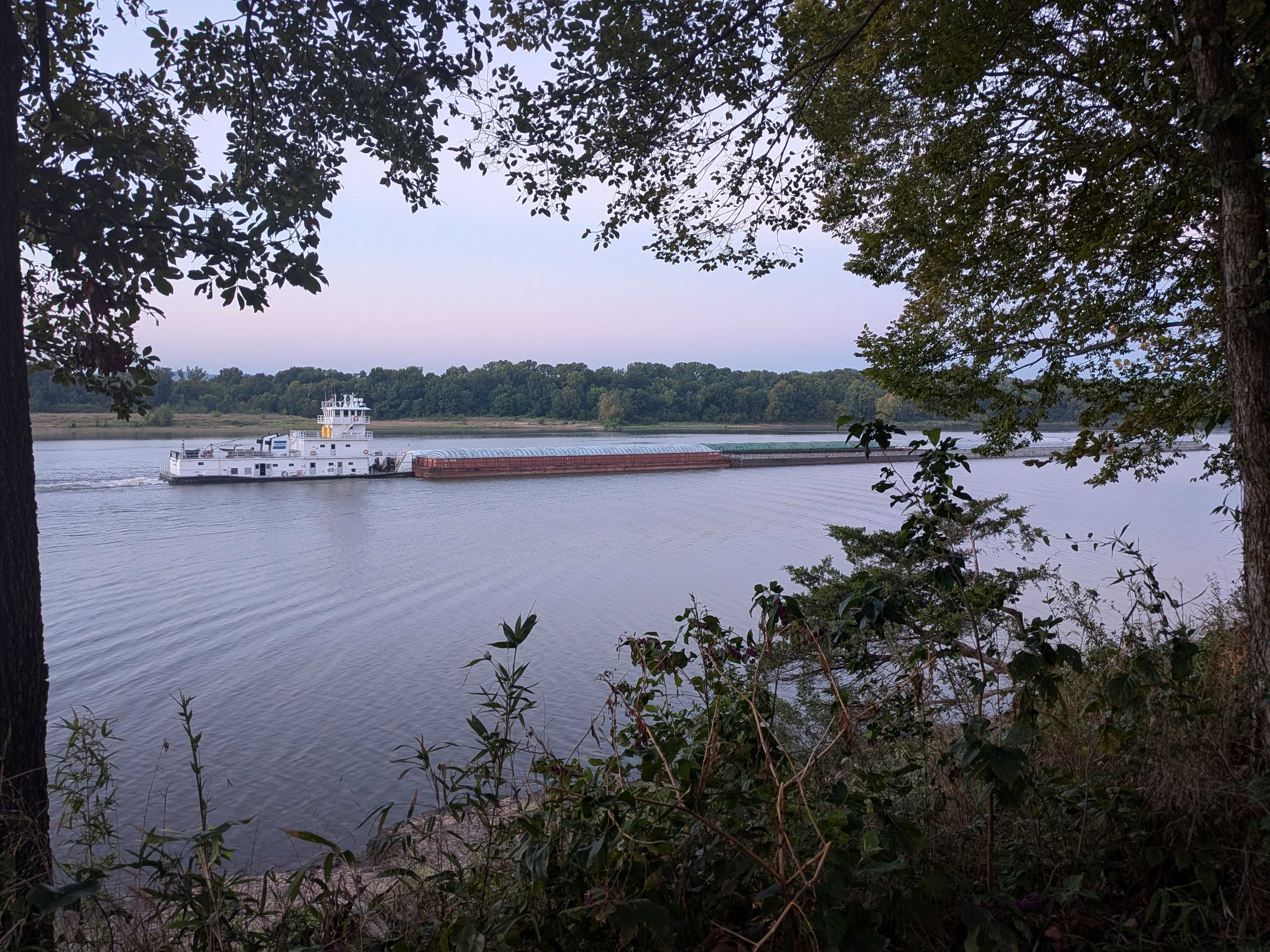 Barge traffic on the river
