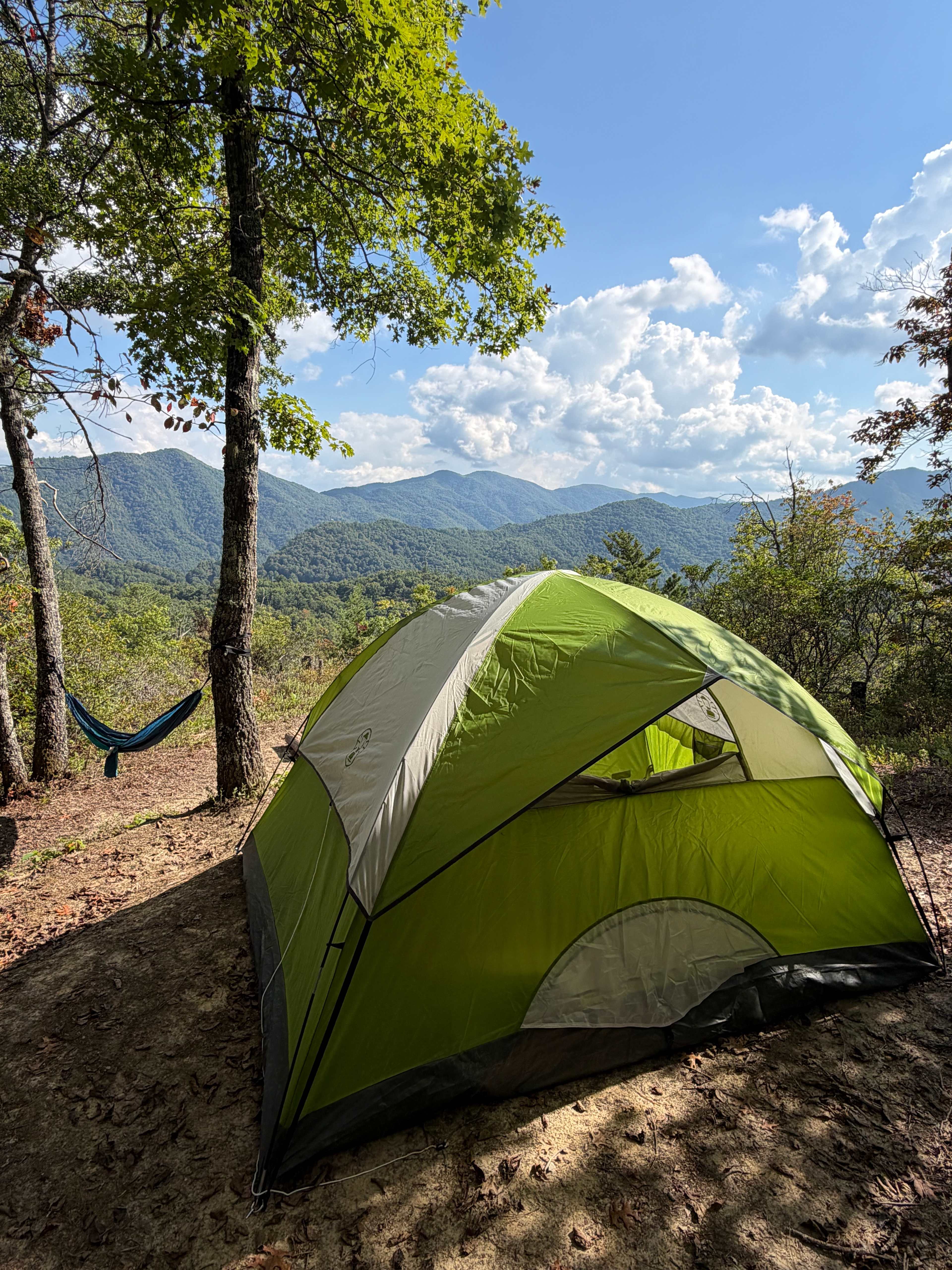 Perfect spot for a 4 person tent. Potentially could make a 6 person tent work, but it’ll be a close call. 
