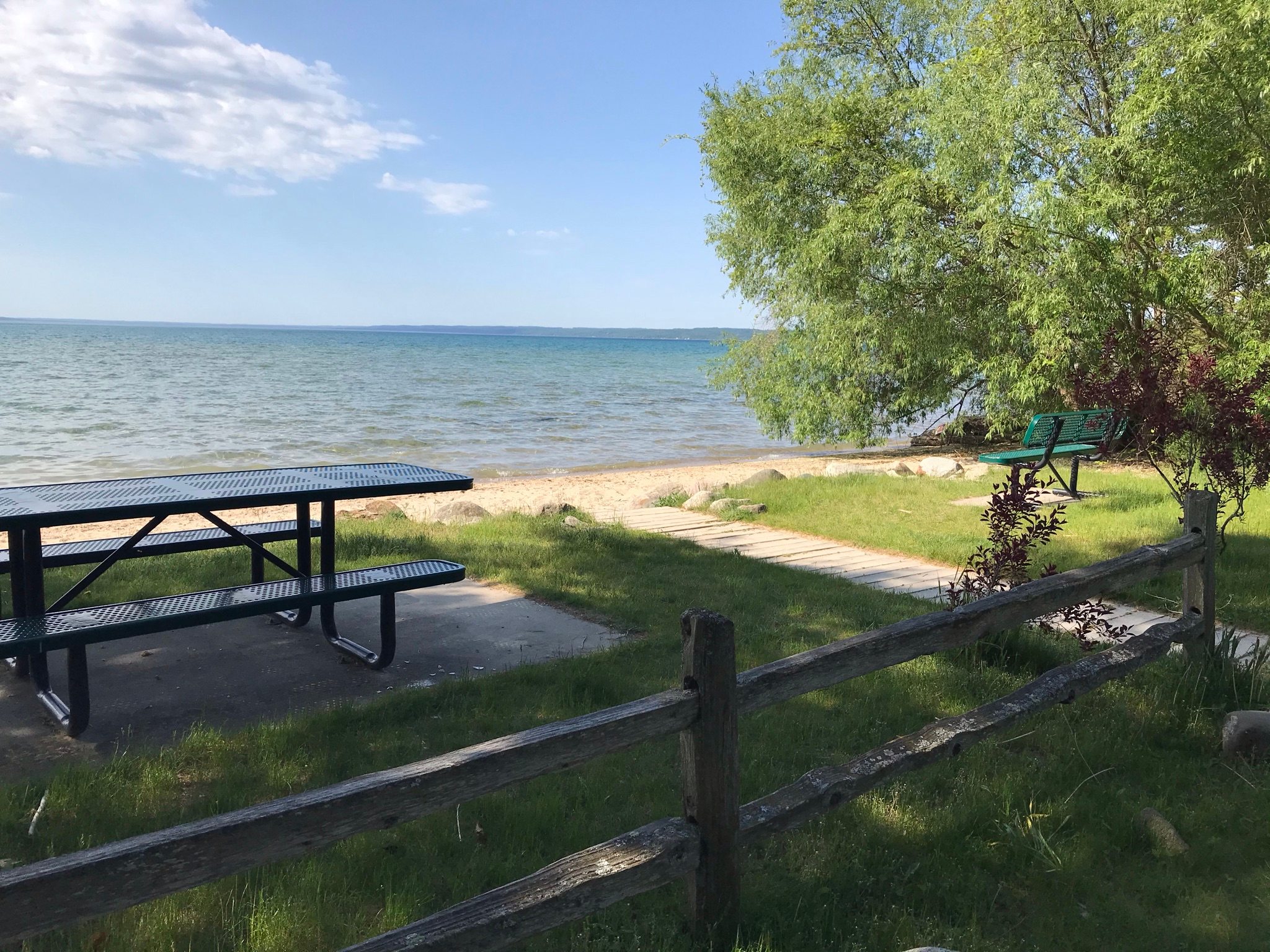 Public beach on Lee Point Road.  About 3 miles from us.  