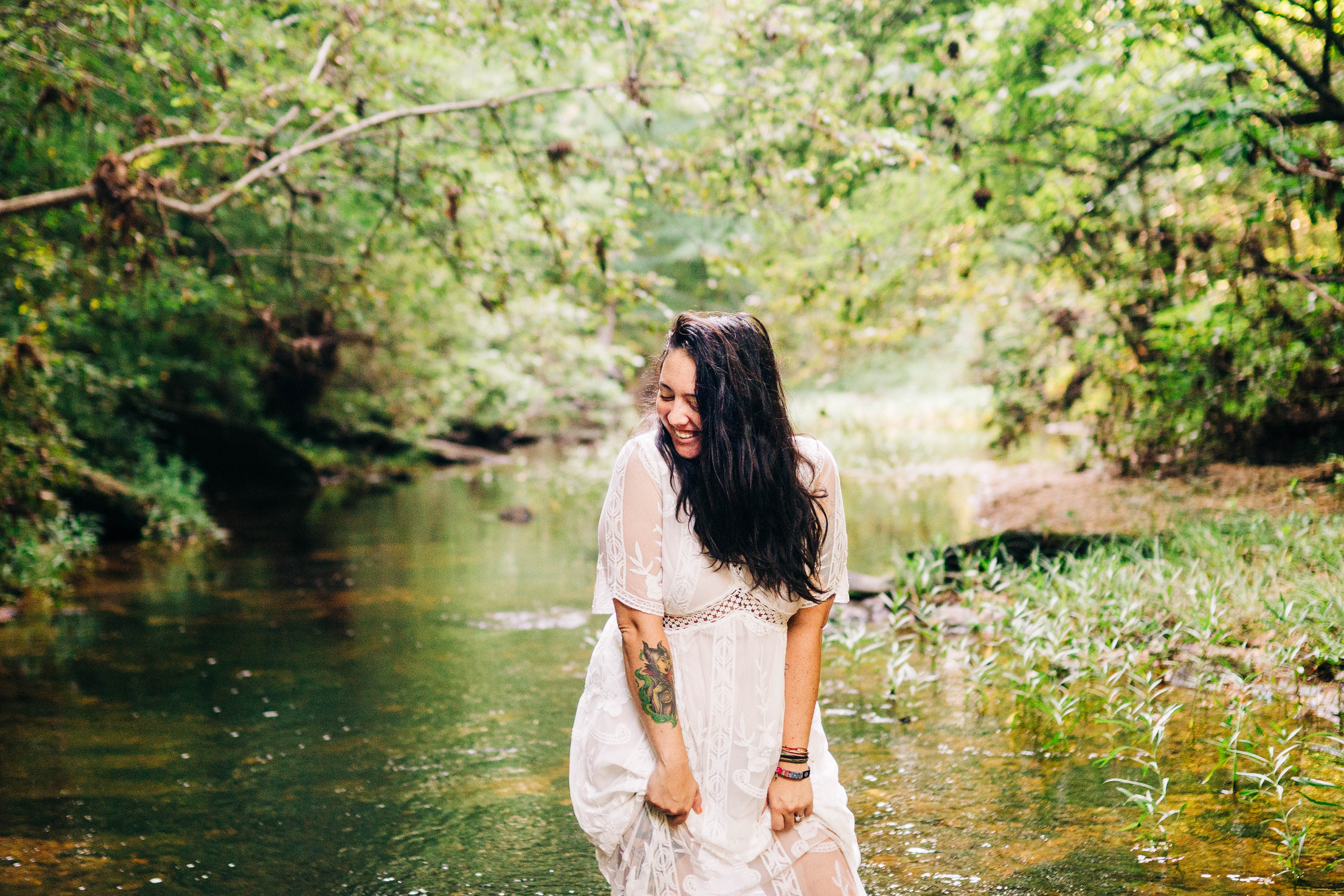 We loved splashing in the creek after our hike around the property!