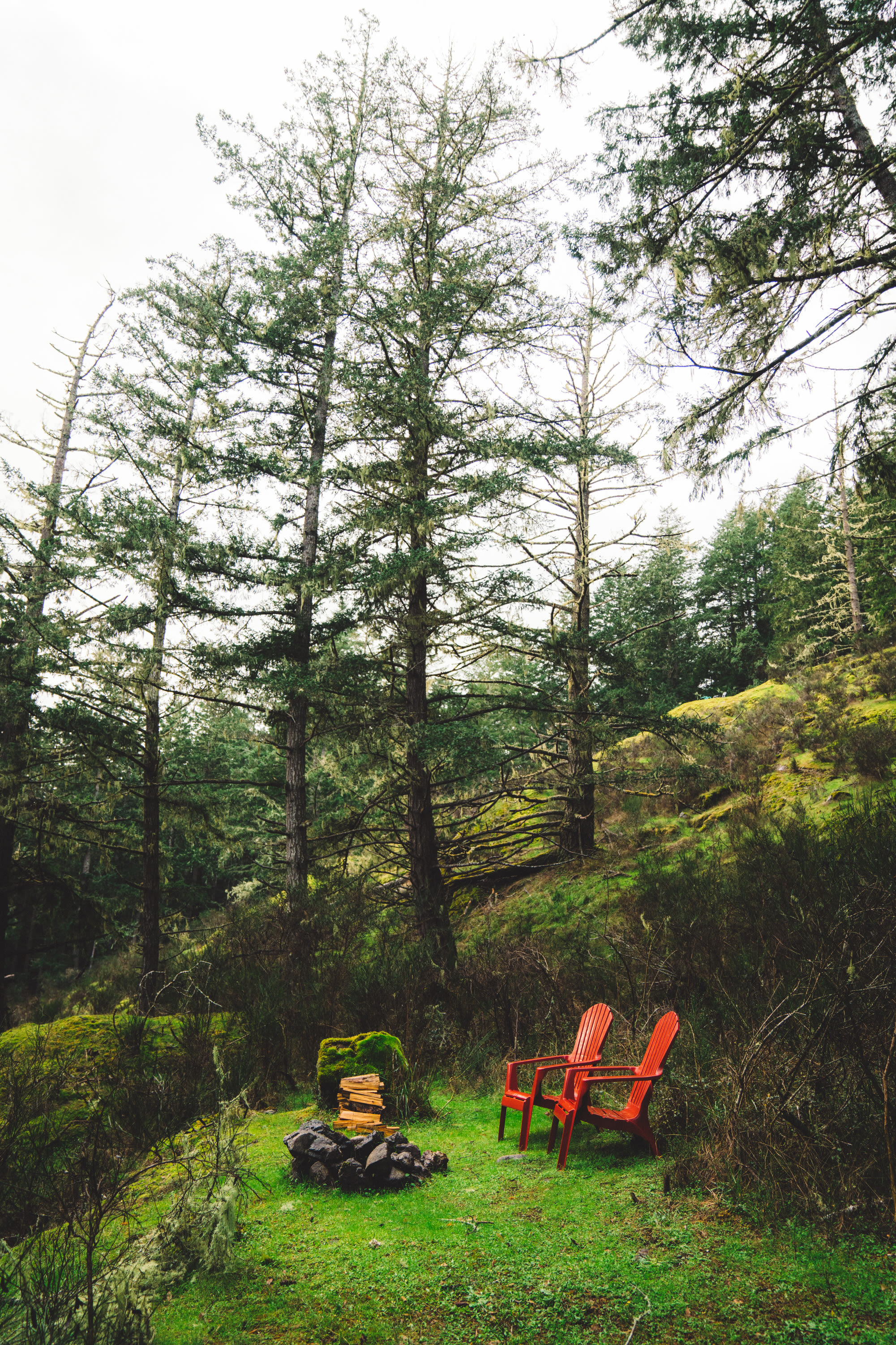 The seating area and firepit at the highest site.