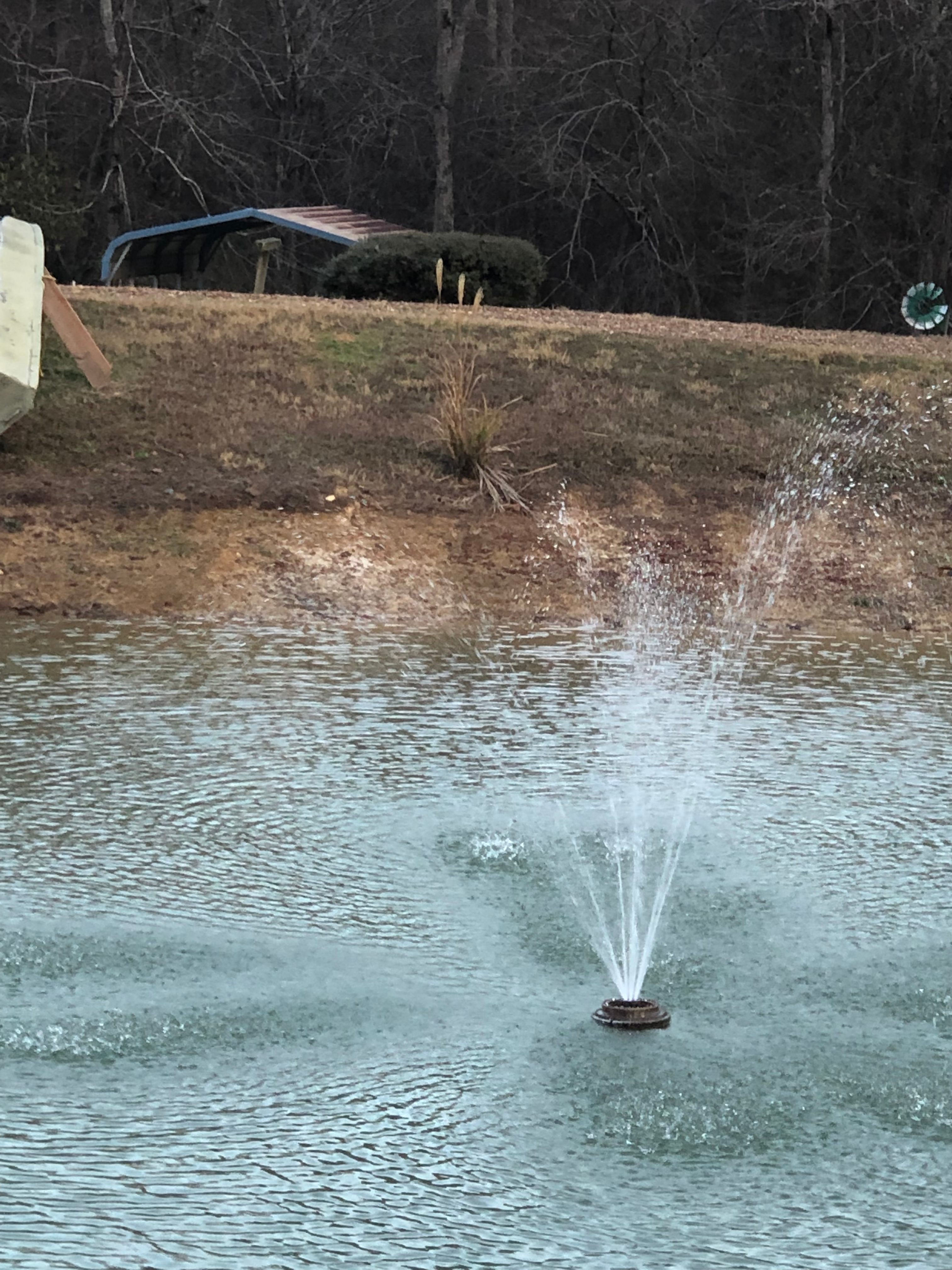 Fountain on the pond.
Pond was a little low in this picture.
But it’s full today!