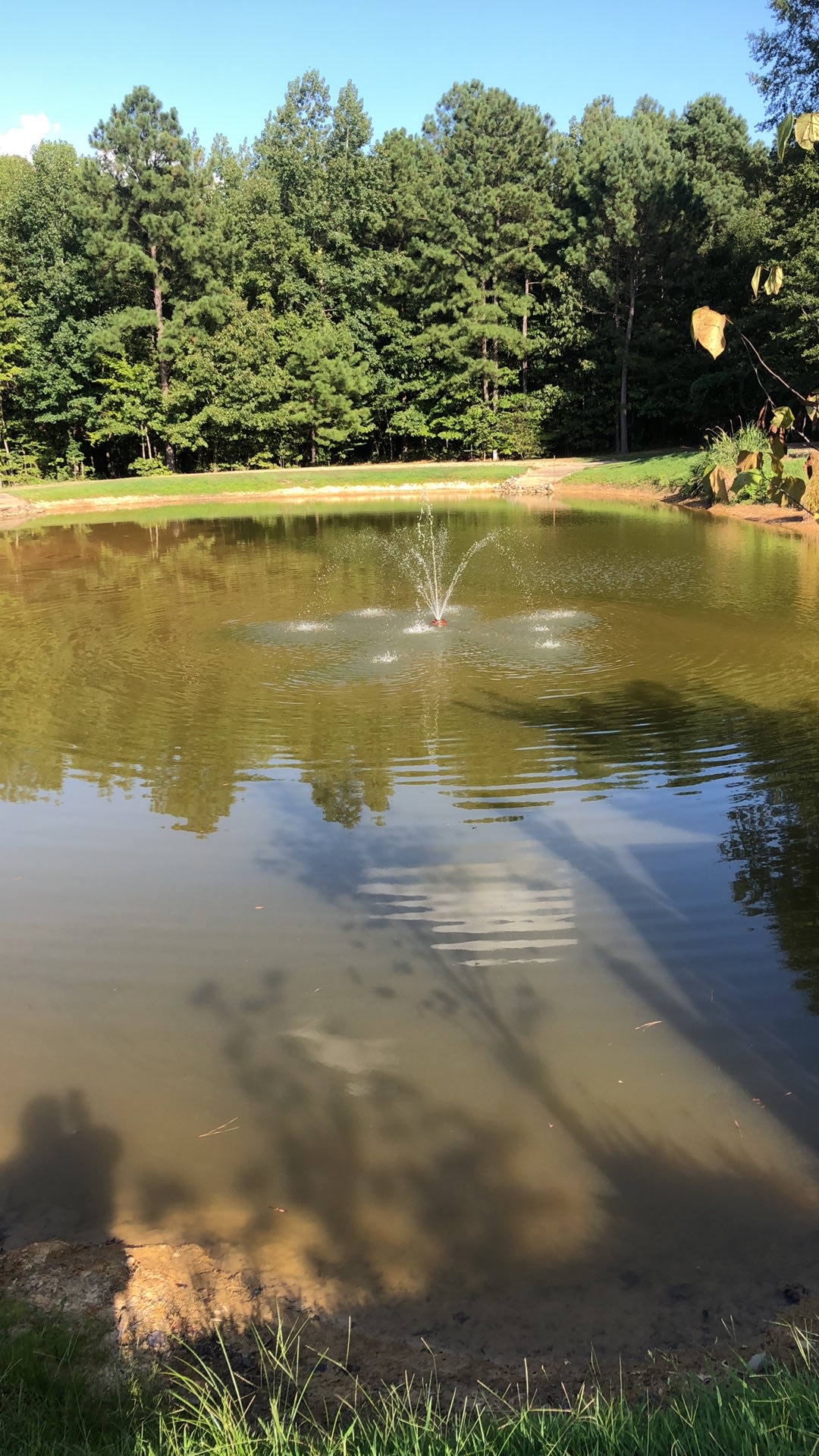 Fountain on the pond.
