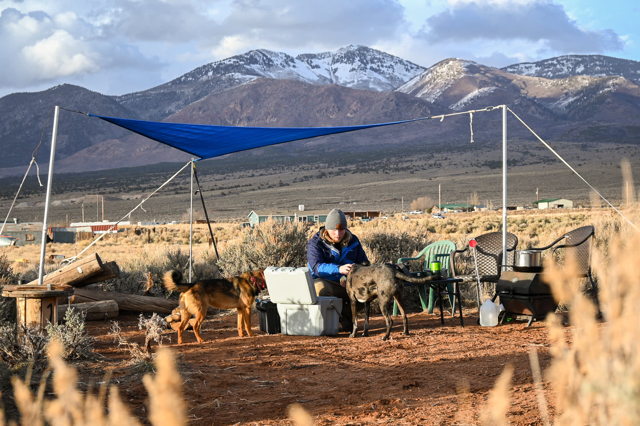 Prepping dinner at campsite #1. Look at the views!